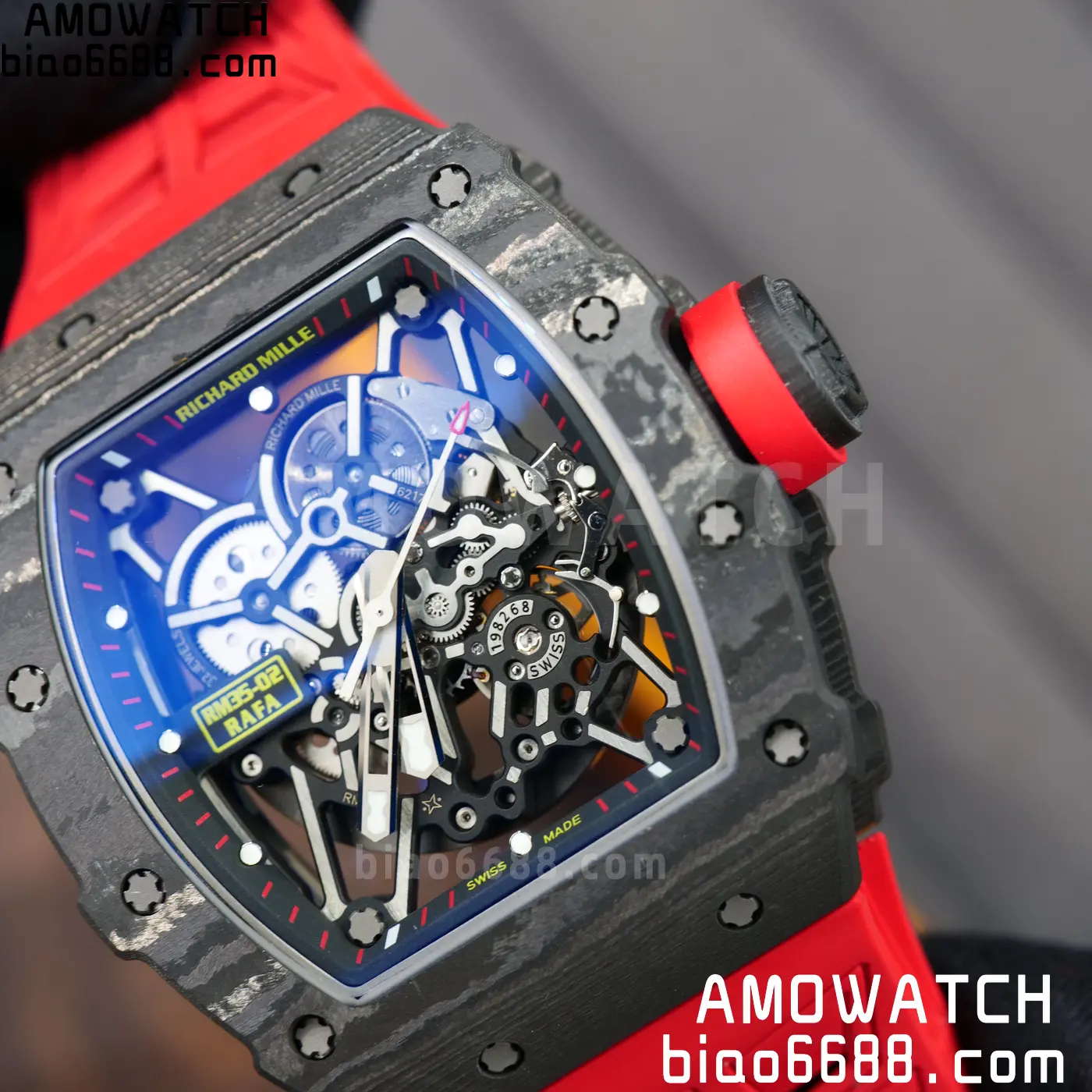 RICHARD MILLE RM035-02 NTPT UMI 1:1 Best Edition Skeleton Dial on Red Rubber Strap RMAL1 Super Clone Free Sprung 97 71894245826465c AMO Watch
