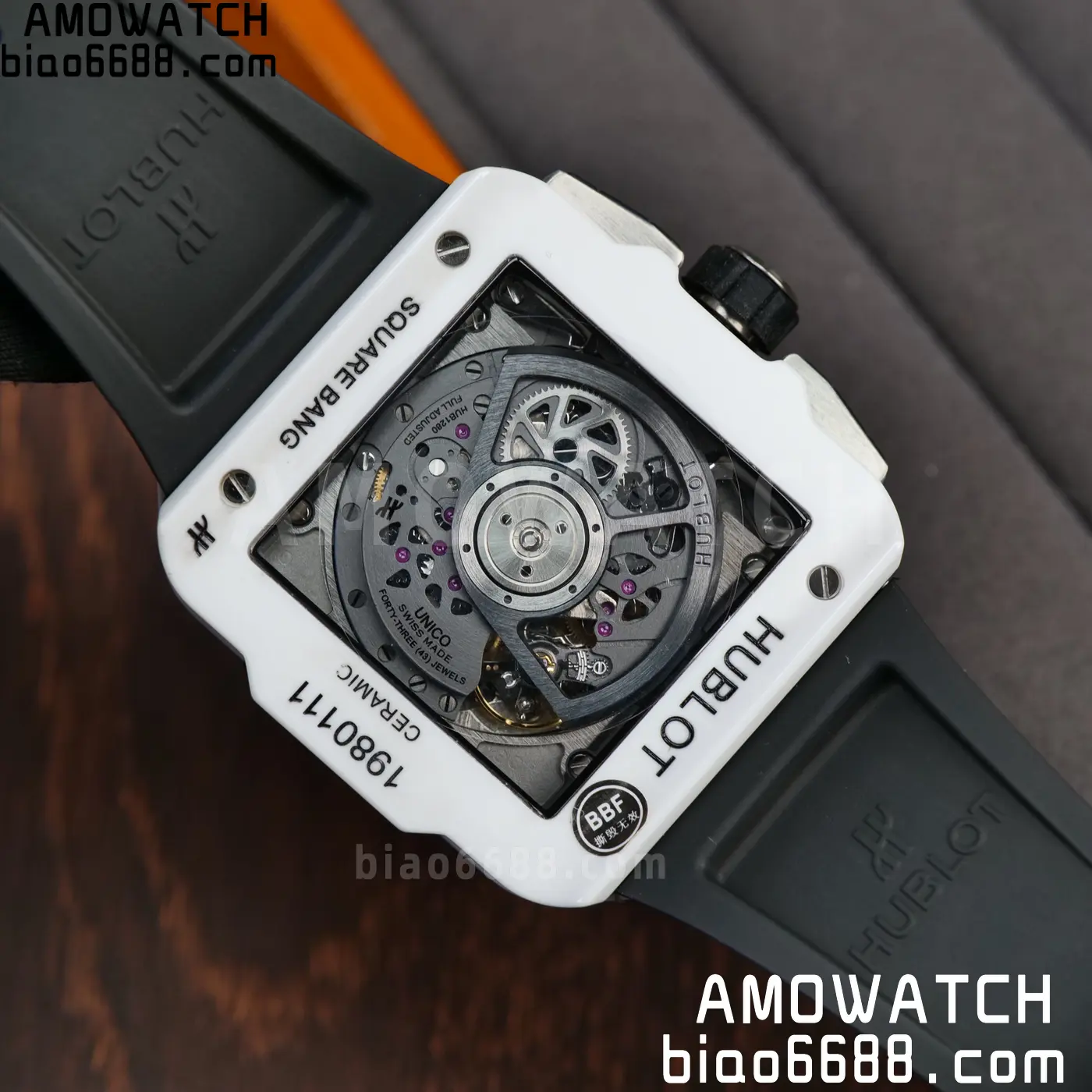 Hublot Square Bang Unico White Ceramic BBF 1:1 Best Edition on Rubber Strap A1280 73 72c4a141e95baec AMO Watch