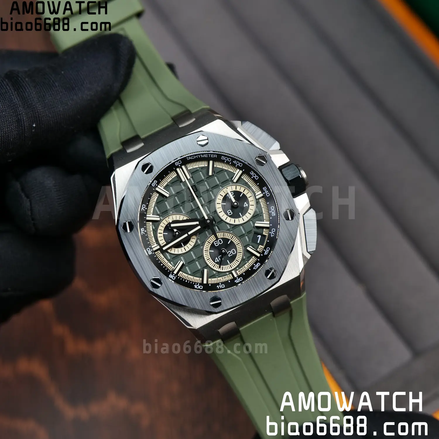 AP Royal Oak Offshore 26420 Titanium DDF 1:1 Best Edition Green/Black Dial on Green Rubber Strap DD4401 Super Clone 74 78ec46275a56375 AMO Watch