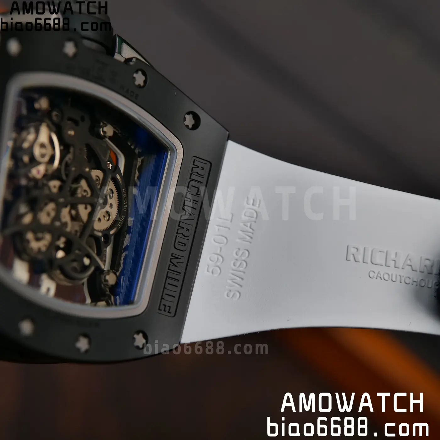RICHARD MILLE RM61-01 RM6101 A9F 1:1 Best Edition Black Bezel on White Rubber Strap RMUL3 Free Sprung 107 794118521b8a1ae AMO Watch
