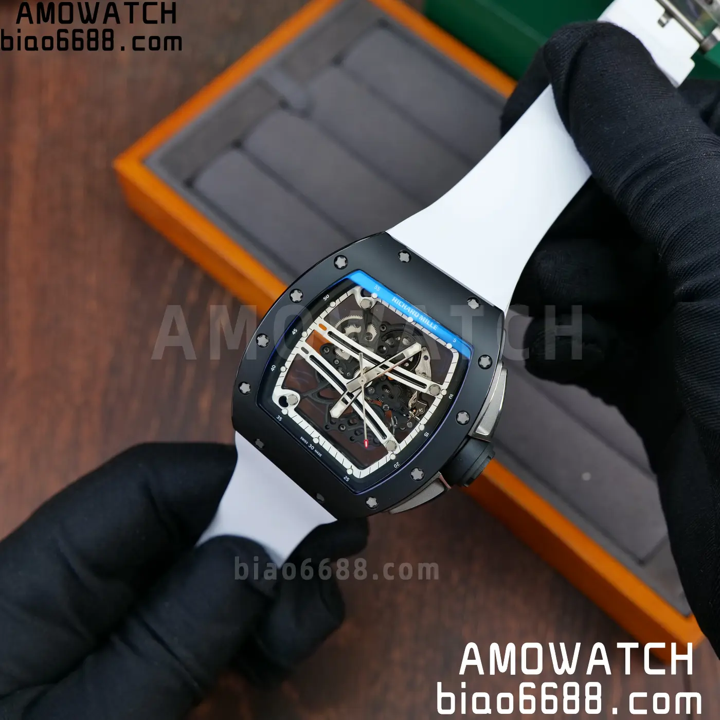 RICHARD MILLE RM61-01 RM6101 A9F 1:1 Best Edition Black Bezel on White Rubber Strap RMUL3 Free Sprung 83 79598faec89d37f AMO Watch