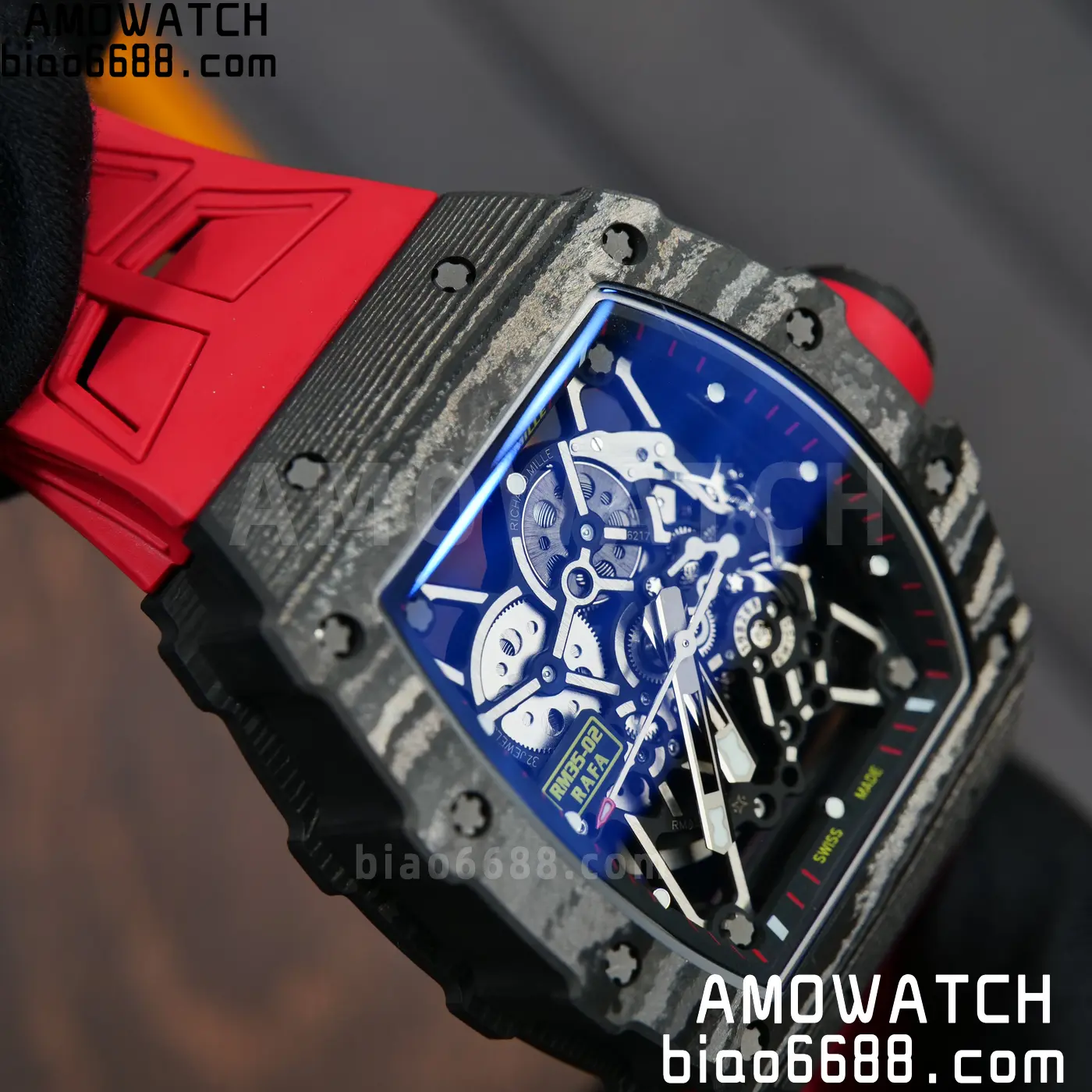 RICHARD MILLE RM035-02 NTPT UMI 1:1 Best Edition Skeleton Dial on Red Rubber Strap RMAL1 Super Clone Free Sprung 102 79d1b18367e064d AMO Watch