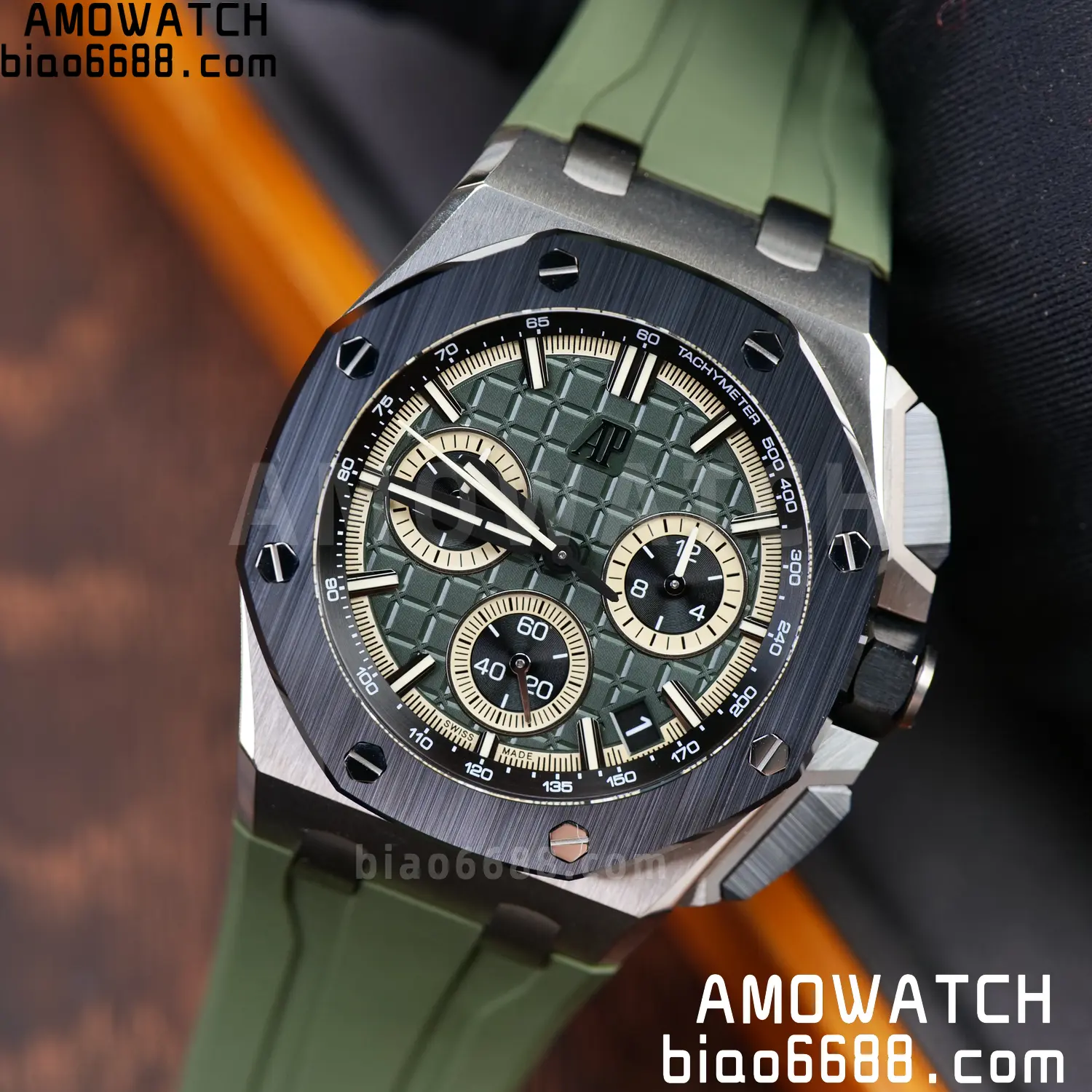 AP Royal Oak Offshore 26420 Titanium DDF 1:1 Best Edition Green/Black Dial on Green Rubber Strap DD4401 Super Clone 93 7b47dfd5778335d AMO Watch