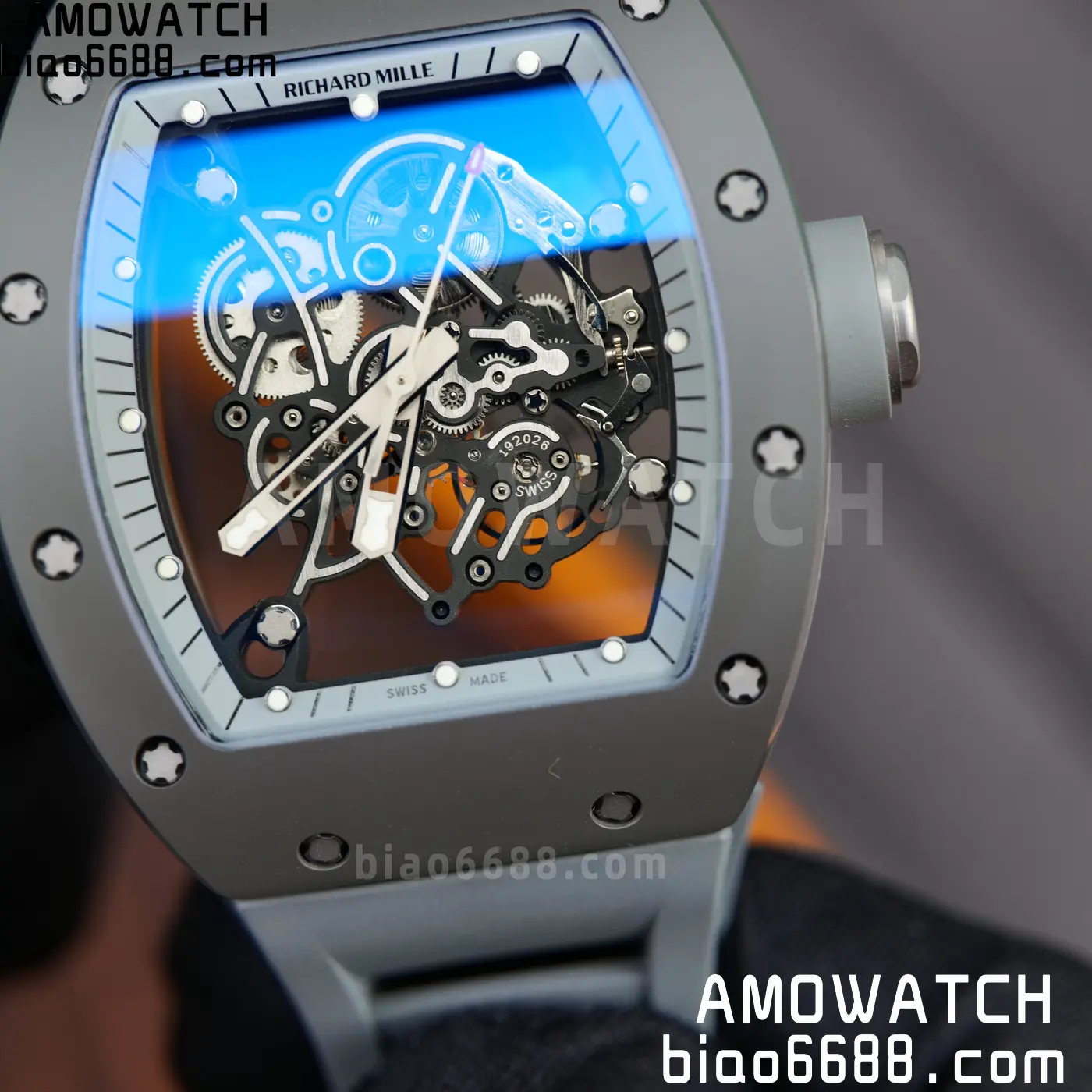 RICHARD MILLE RM055 Gray Ceramic A9F 1:1 Best Edition Gray Inner Bezel on Gray Rubber Strap RMUL2 (Free Sprung) 84 7b8e6dc399ee9b7 AMO Watch