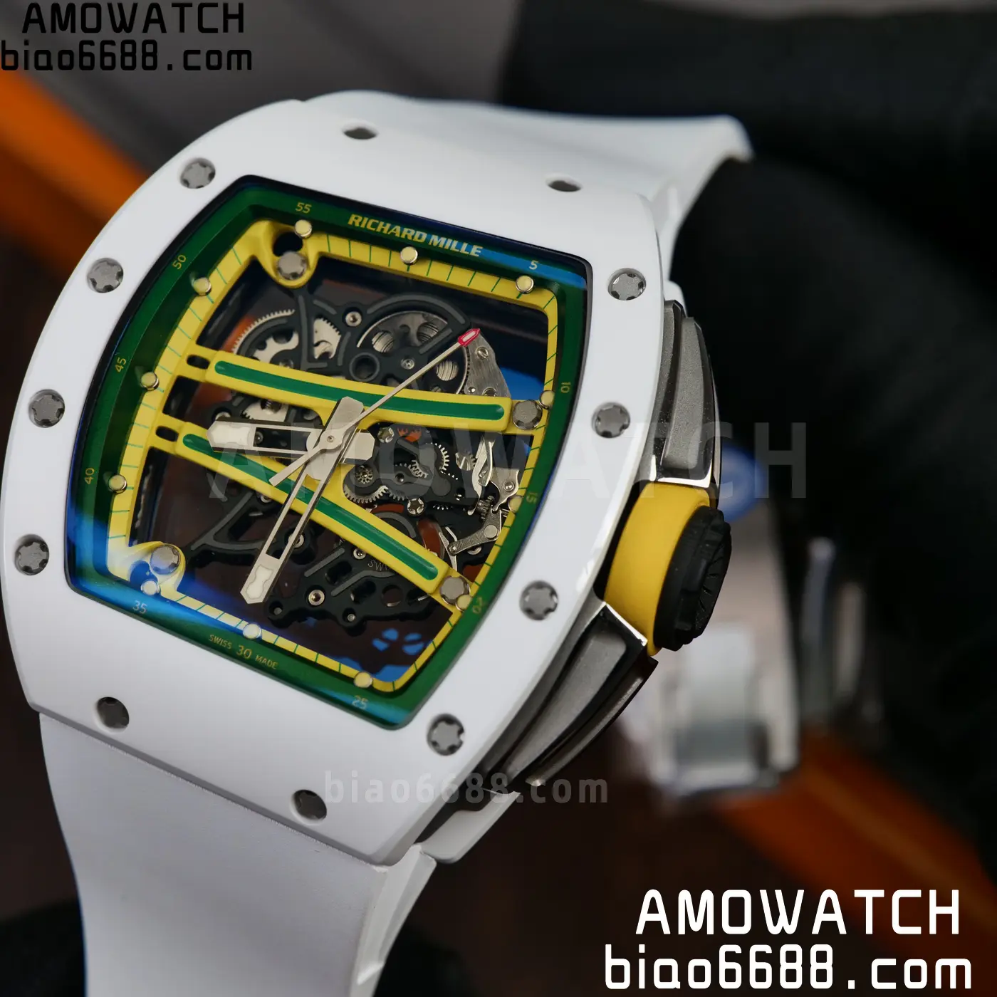 RICHARD MILLE RM61-01 RM6101 A9F 1:1 Best Edition White Bezel on White Rubber Strap RMUL3 Free Sprung 96 7b9ac937fea50d7 AMO Watch