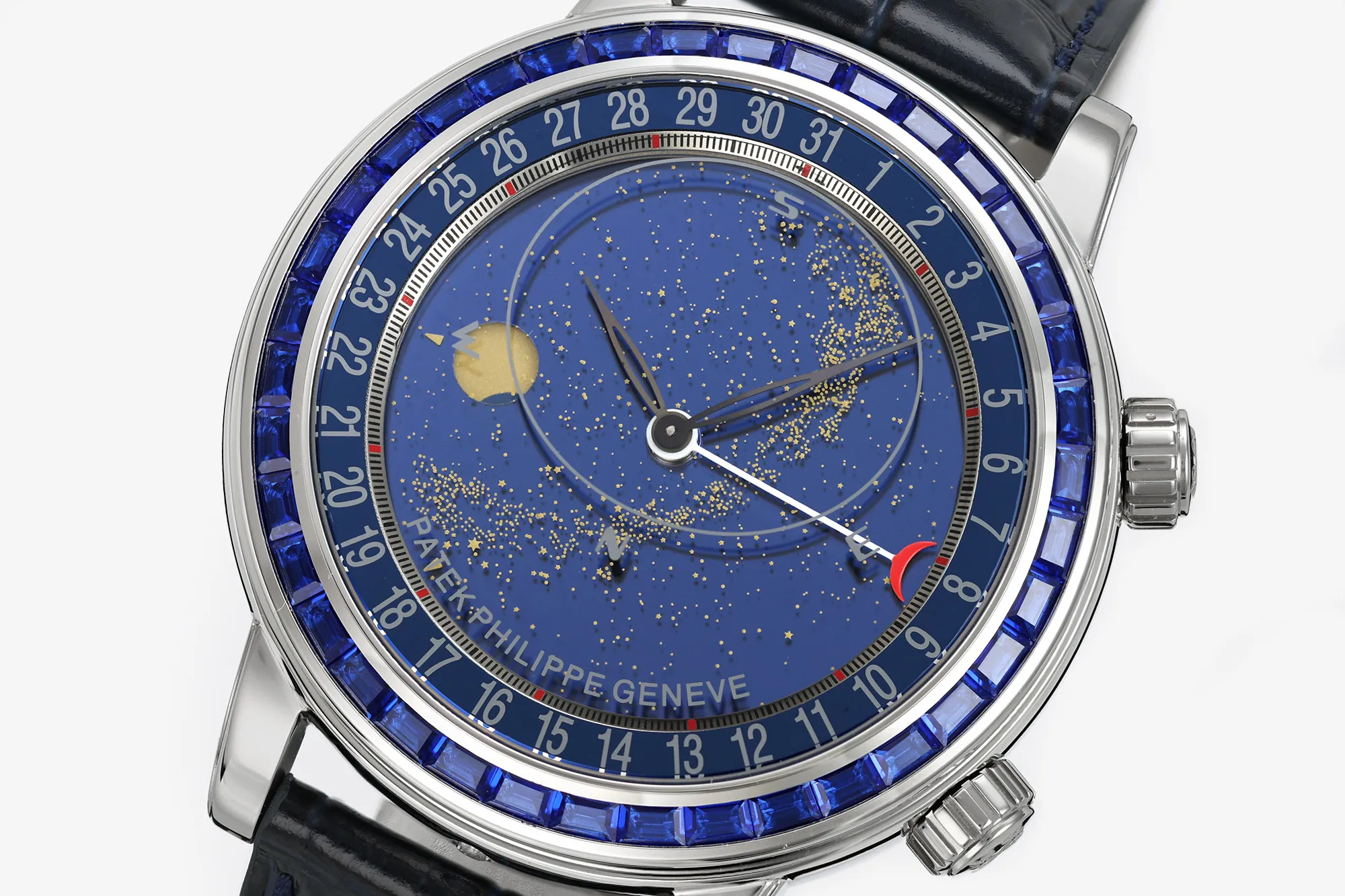 PP Grand Complications 6102 SS Blue Diamonds Bezel PPF 1:1 Best Edition Blue Dial on Blue Leather Strap SA240 Super Clone 23 7c0729e4bf7632c AMO Watch