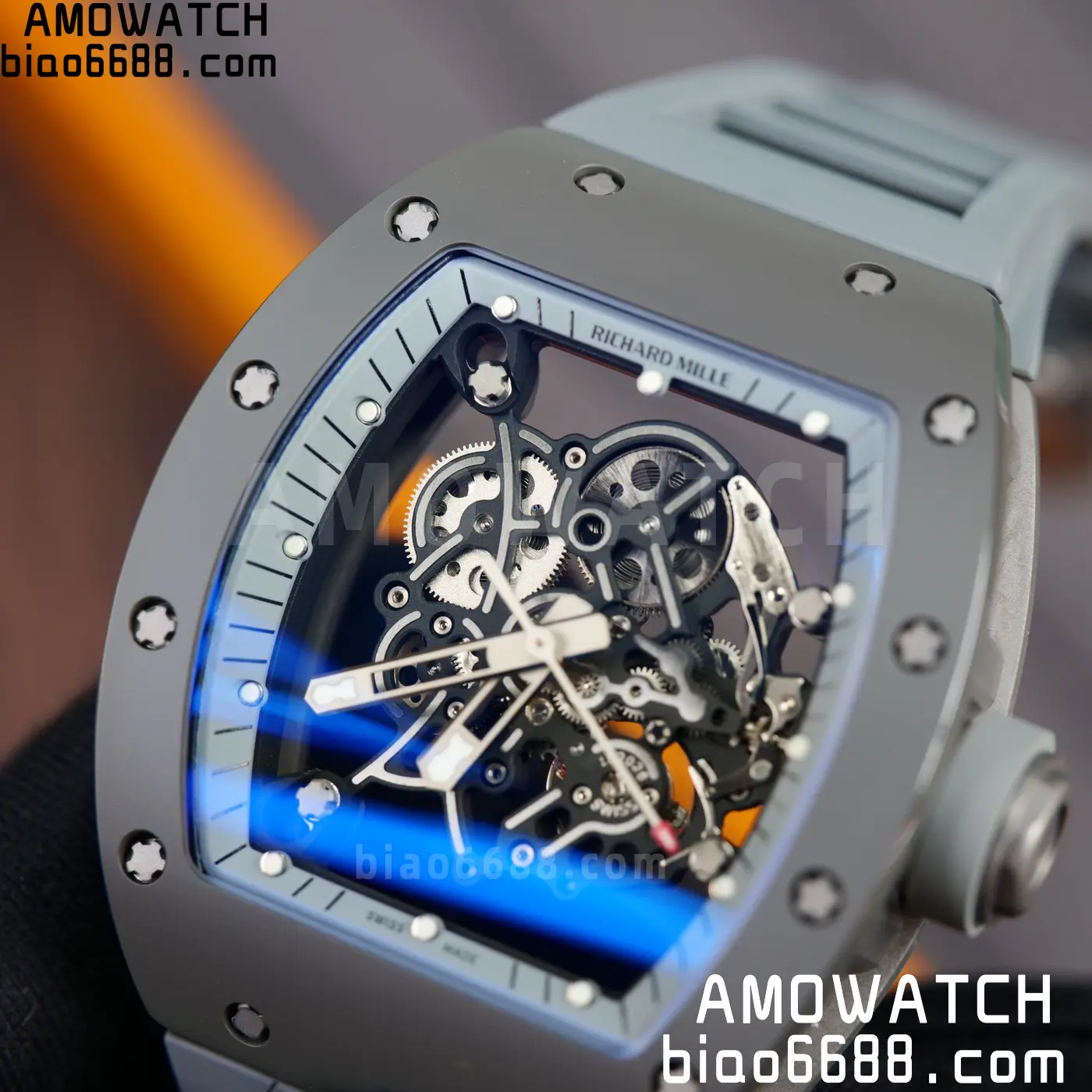 RICHARD MILLE RM055 Gray Ceramic A9F 1:1 Best Edition Gray Inner Bezel on Gray Rubber Strap RMUL2 (Free Sprung) 86 7c58521c8fd36da AMO Watch