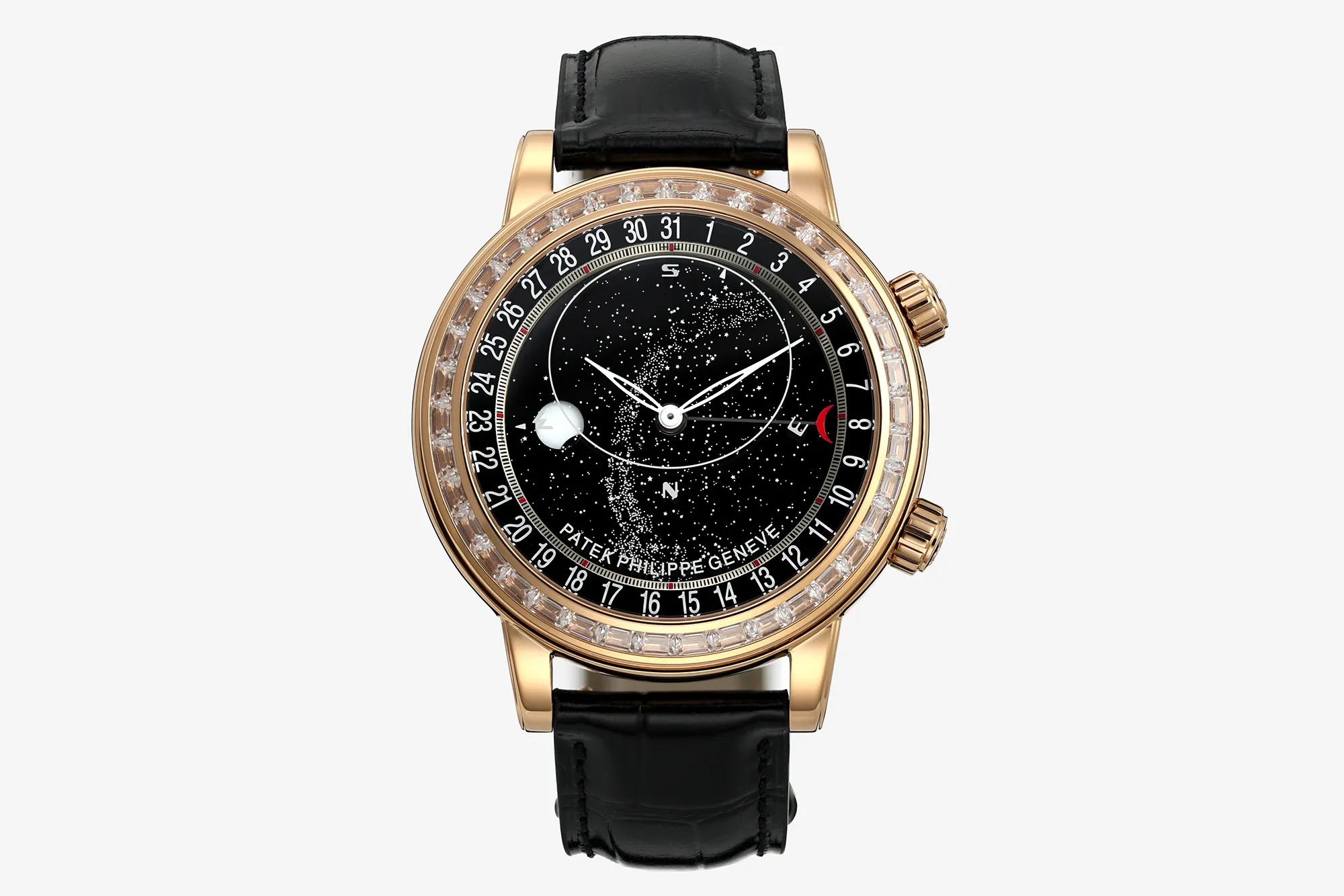 PP Grand Complications 6102 RG Diamonds Bezel PPF 1:1 Best Edition Black Dial on BlackLeather Strap SA240 Super Clone 19 7fcf572e1120521 AMO Watch