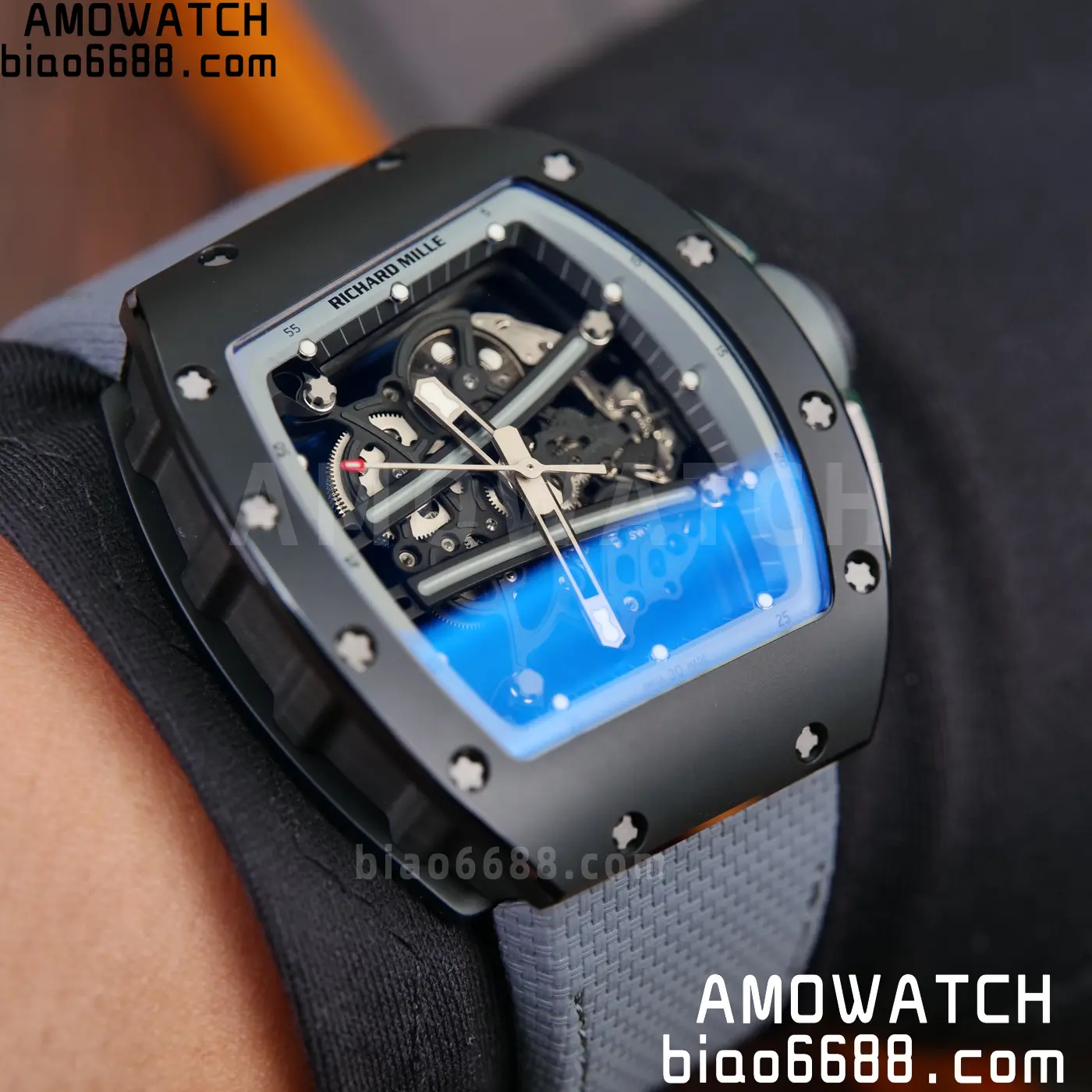 RICHARD MILLE RM61-01 RM6101 A9F 1:1 Best Edition Black Bezel on Gray Nylon Strap RMUL3 Free Sprung 95 80cca0c8d21b80b AMO Watch