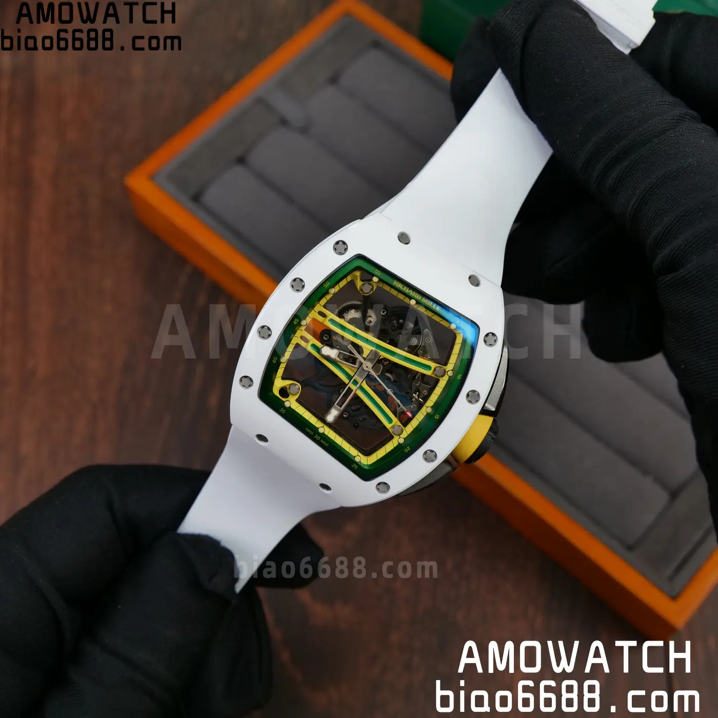 RICHARD MILLE RM61-01 RM6101 A9F 1:1 Best Edition White Bezel on White Rubber Strap RMUL3 Free Sprung 88 83d2fd3053a4670 AMO Watch