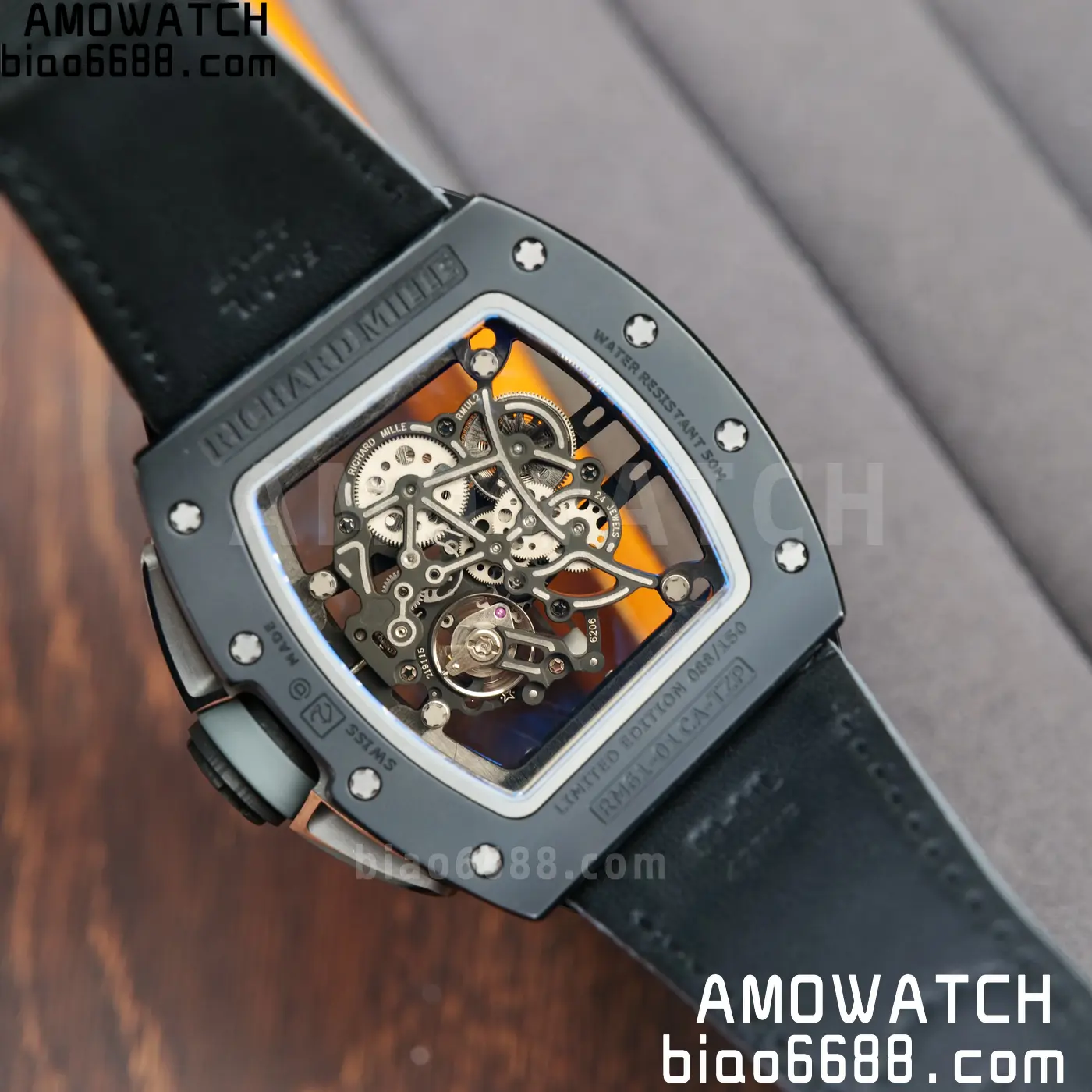 RICHARD MILLE RM61-01 RM6101 A9F 1:1 Best Edition Black Bezel on Gray Nylon Strap RMUL3 Free Sprung 87 84960c248c1b896 AMO Watch