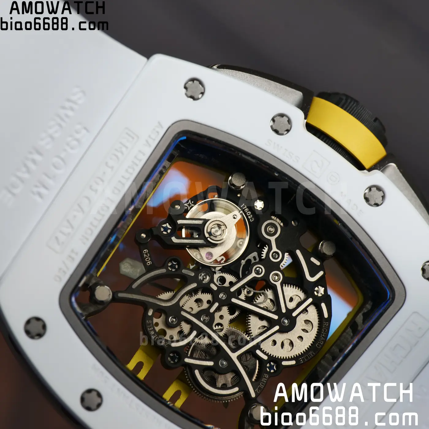 RICHARD MILLE RM61-01 RM6101 A9F 1:1 Best Edition White Bezel on White Rubber Strap RMUL3 Free Sprung 113 8527604db39dfca AMO Watch