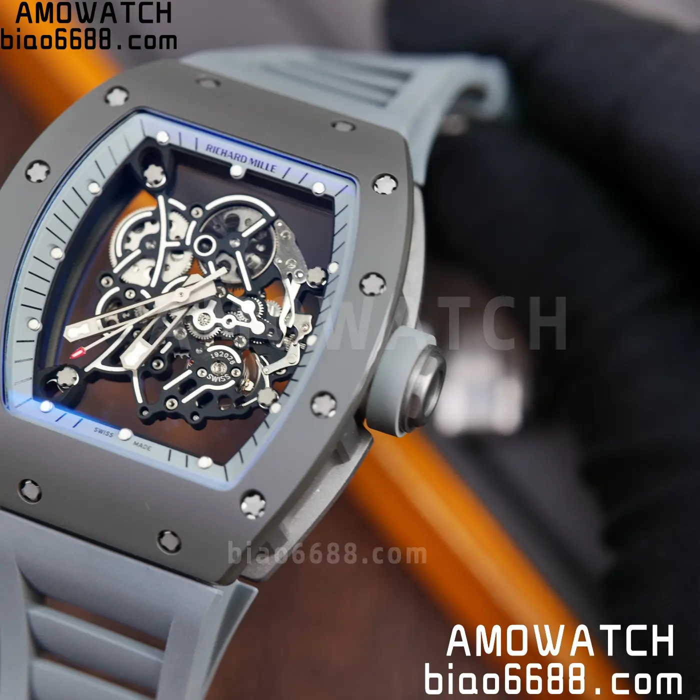 RICHARD MILLE RM055 Gray Ceramic A9F 1:1 Best Edition Gray Inner Bezel on Gray Rubber Strap RMUL2 (Free Sprung) 78 85354d31bd802a8 AMO Watch