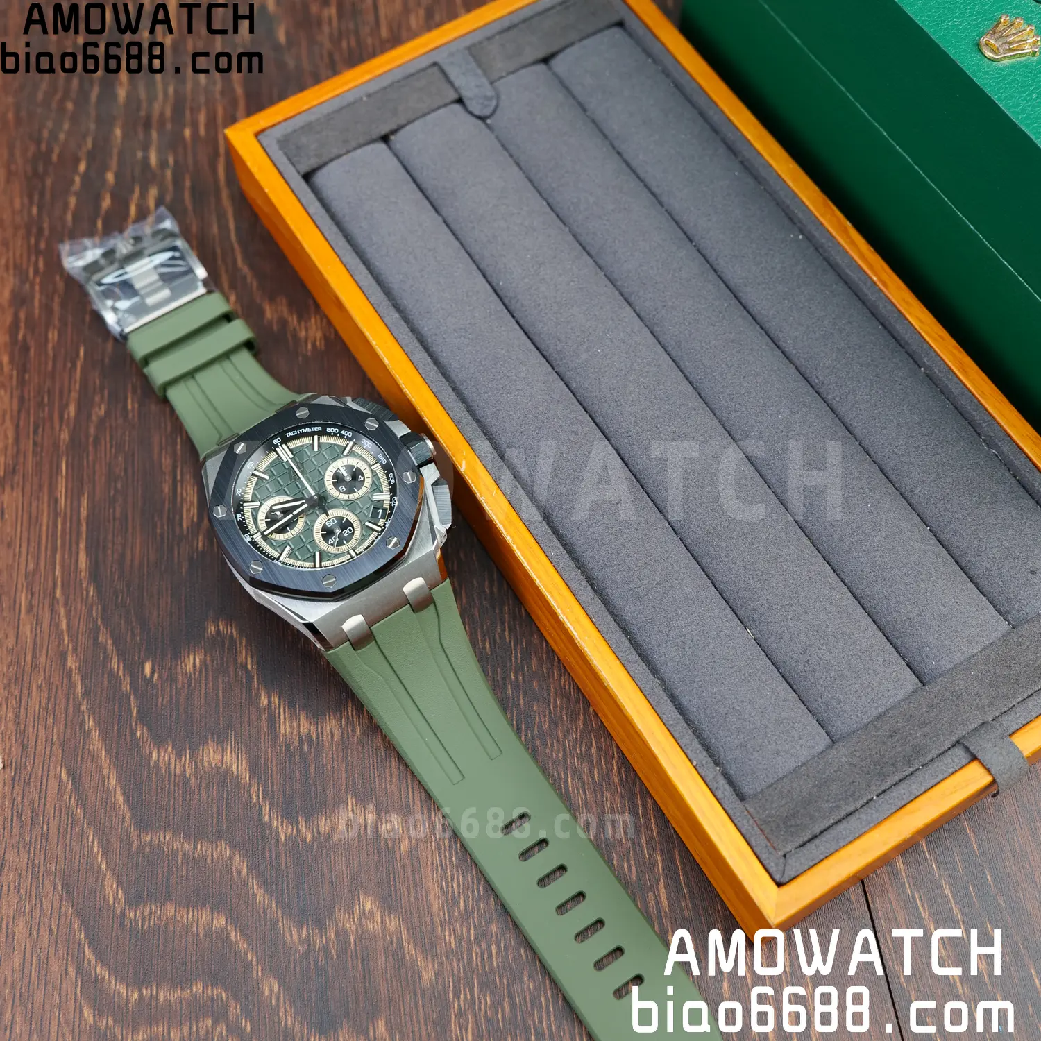 AP Royal Oak Offshore 26420 Titanium DDF 1:1 Best Edition Green/Black Dial on Green Rubber Strap DD4401 Super Clone 72 879c16153b7af17 AMO Watch