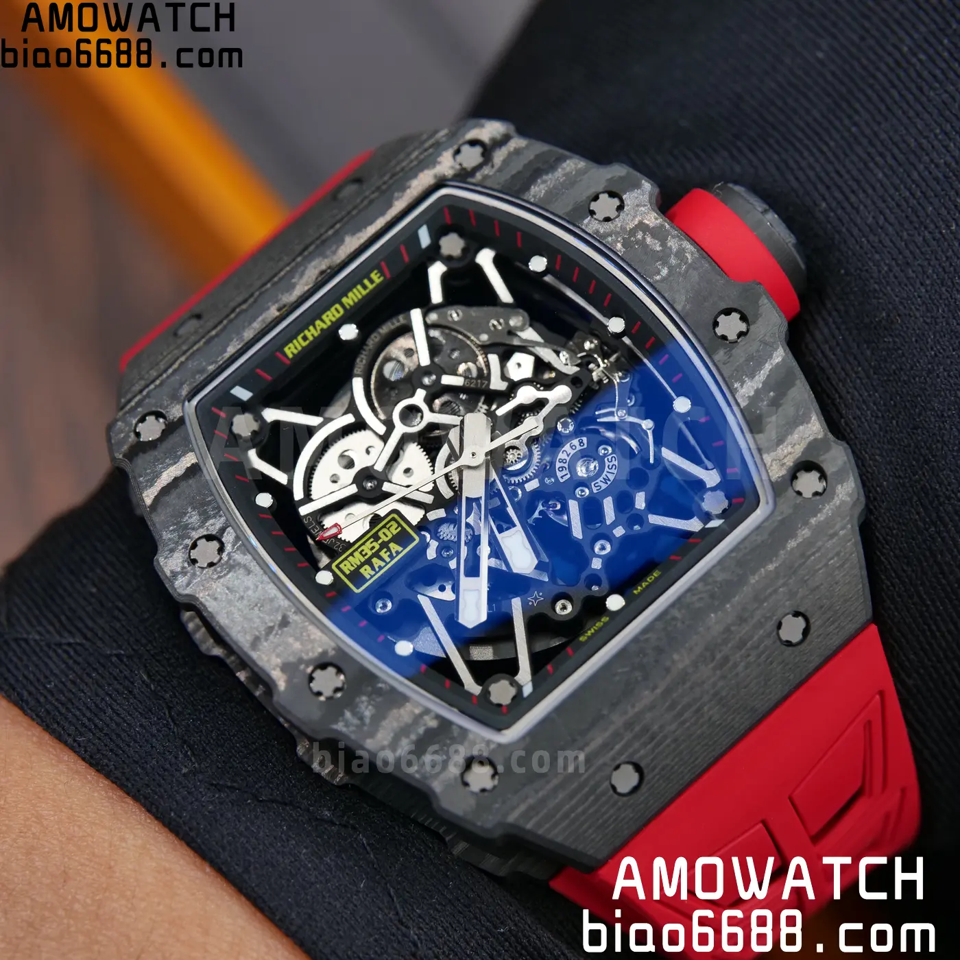 RICHARD MILLE RM035-02 NTPT UMI 1:1 Best Edition Skeleton Dial on Red Rubber Strap RMAL1 Super Clone Free Sprung 112 8814ebd8d51d2a9 AMO Watch