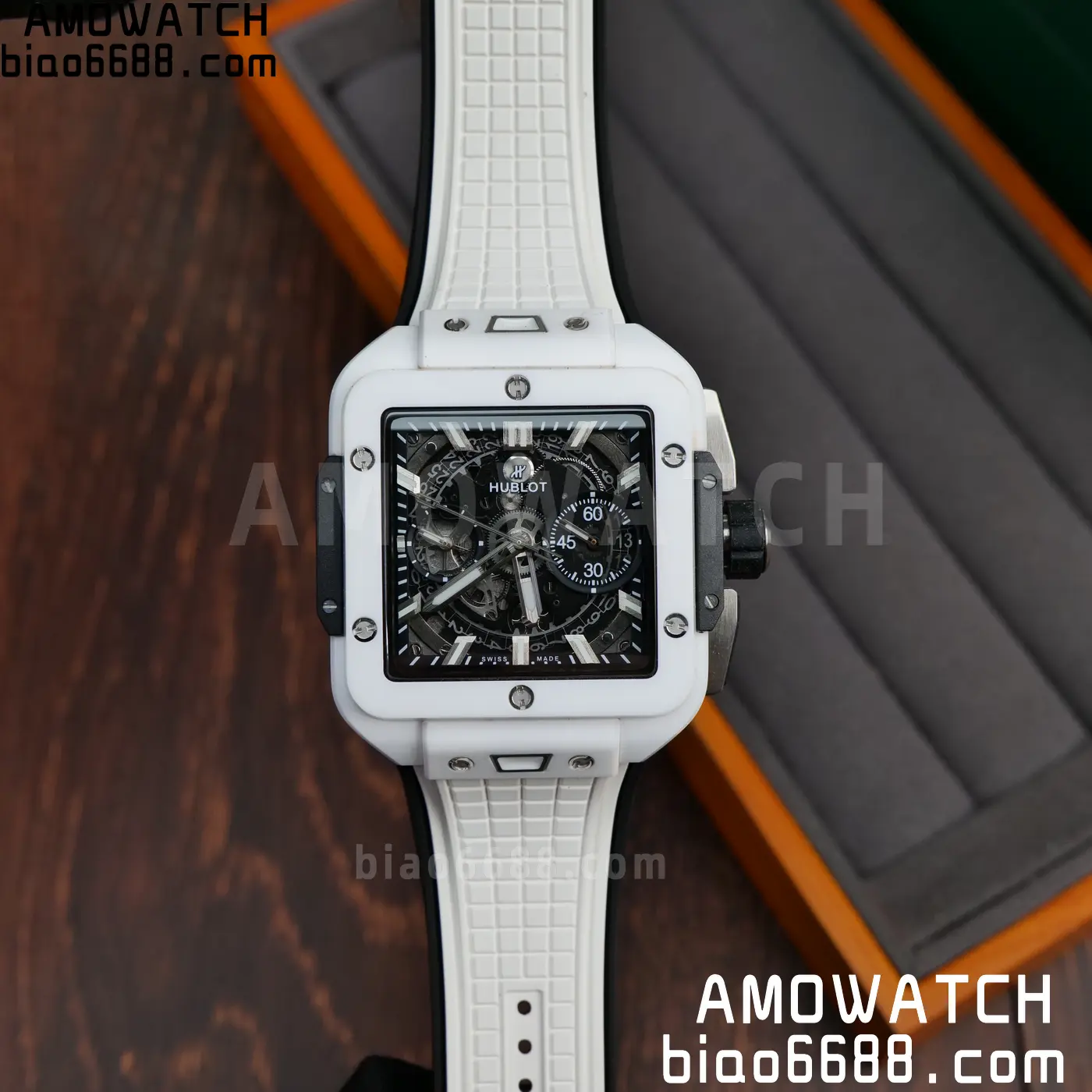 Hublot Square Bang Unico White Ceramic BBF 1:1 Best Edition on Rubber Strap A1280 59 882117392b3038a AMO Watch