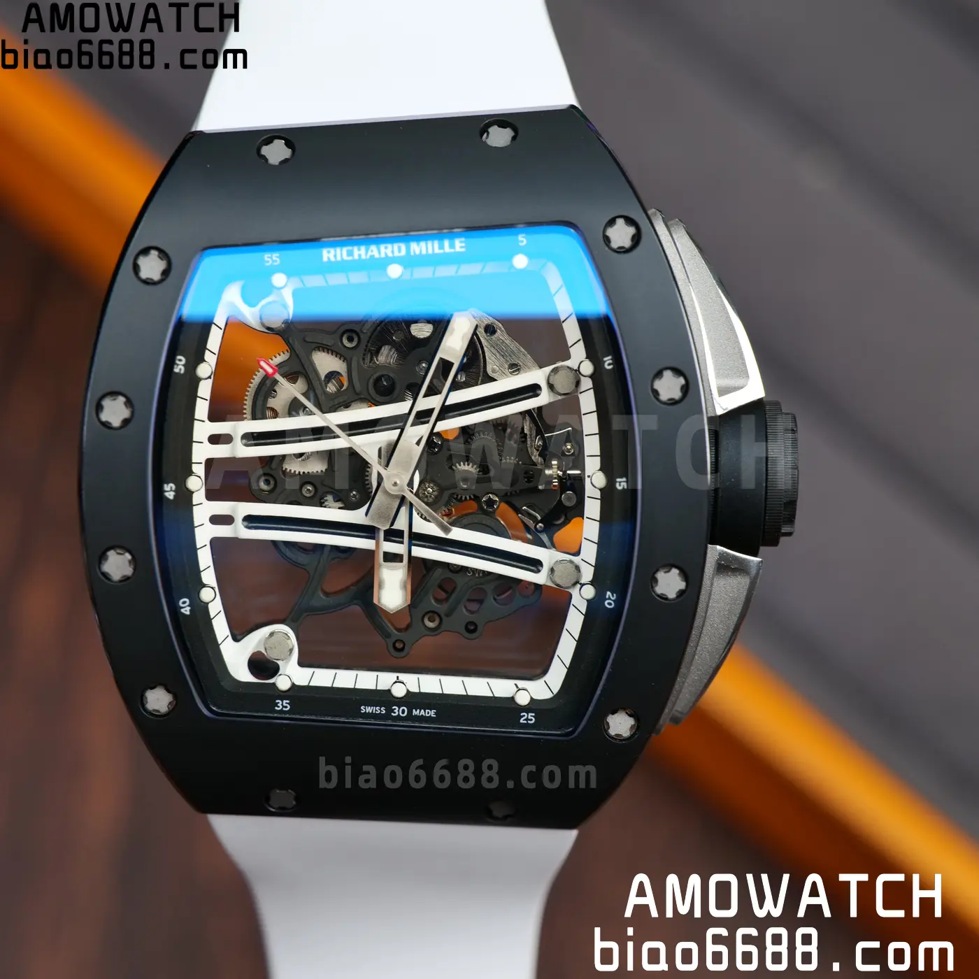 RICHARD MILLE RM61-01 RM6101 A9F 1:1 Best Edition Black Bezel on White Rubber Strap RMUL3 Free Sprung 87 8a937ab1fae8625 AMO Watch