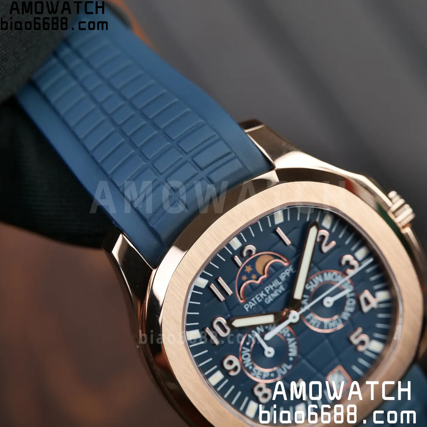 Patek Philippe Aquanaut 5261R RG PPM Factory 1:1 Best Edition Dial on Blue Rubber Strap V2 73 8ab1313b0f8965e AMO Watch