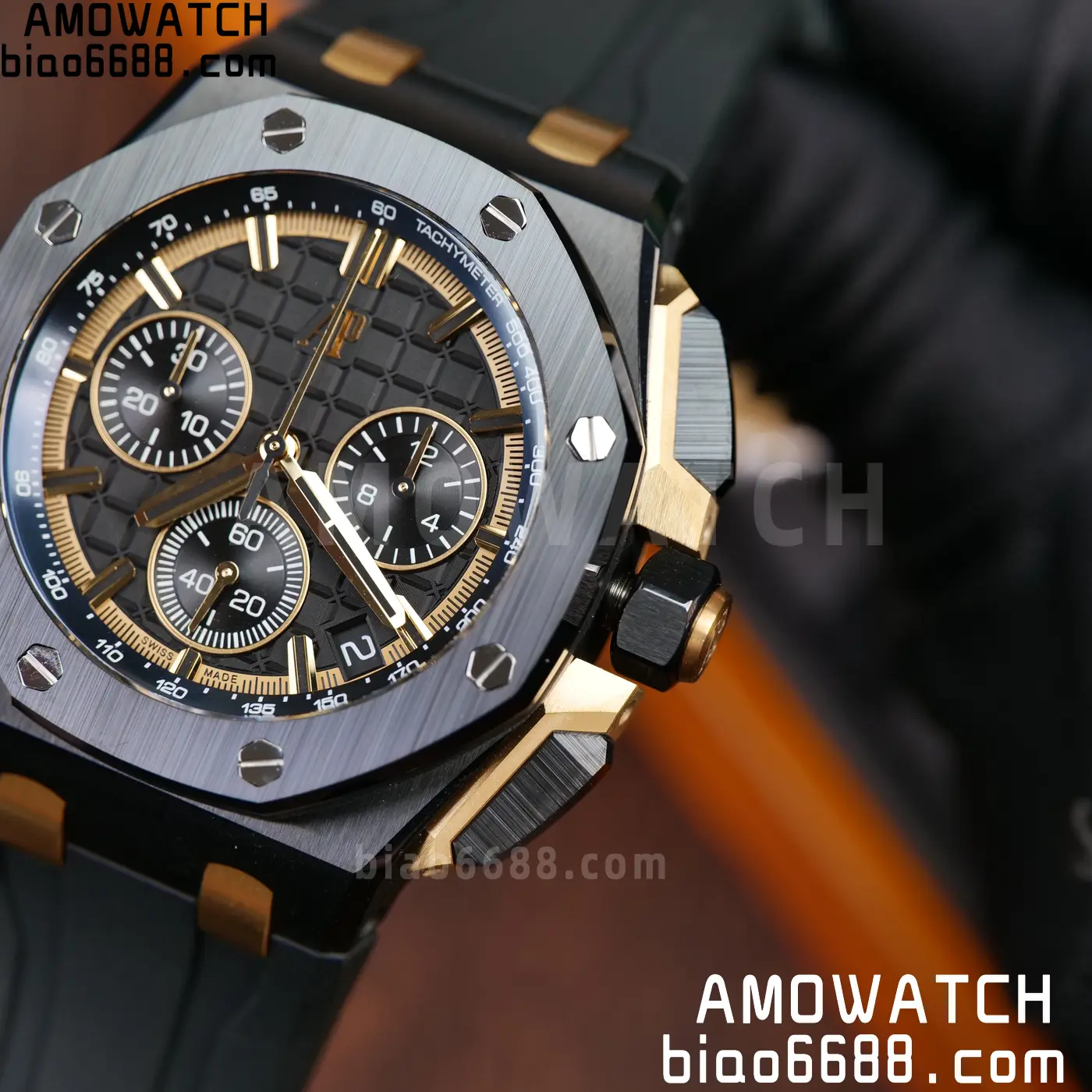 AP Royal Oak Offshore 26420 Black Ceramic DDF 1:1 Best Edition Black/YG Dial on Black Rubber Strap DD4401 Super Clone 77 8b3d3261c026b35 AMO Watch