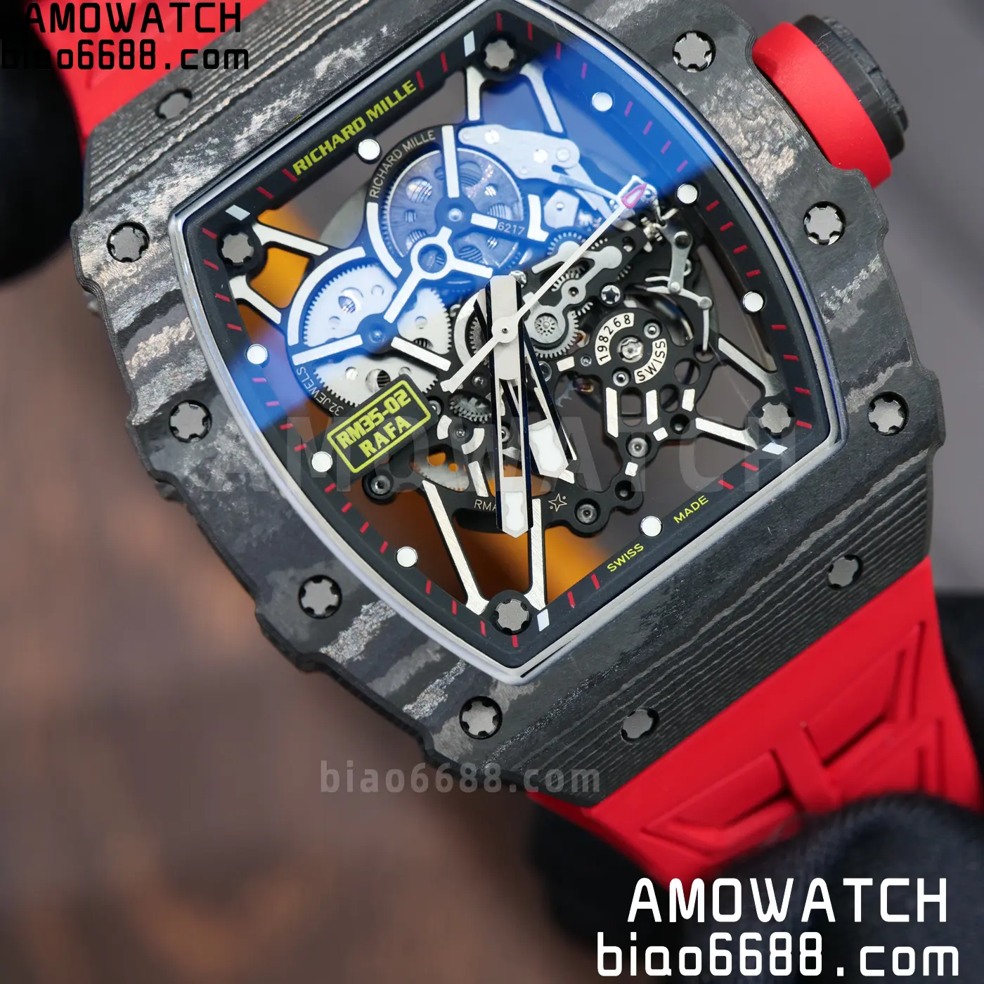 RICHARD MILLE RM035-02 NTPT UMI 1:1 Best Edition Skeleton Dial on Red Rubber Strap RMAL1 Super Clone Free Sprung 98 8d6a2595f01fe67 AMO Watch