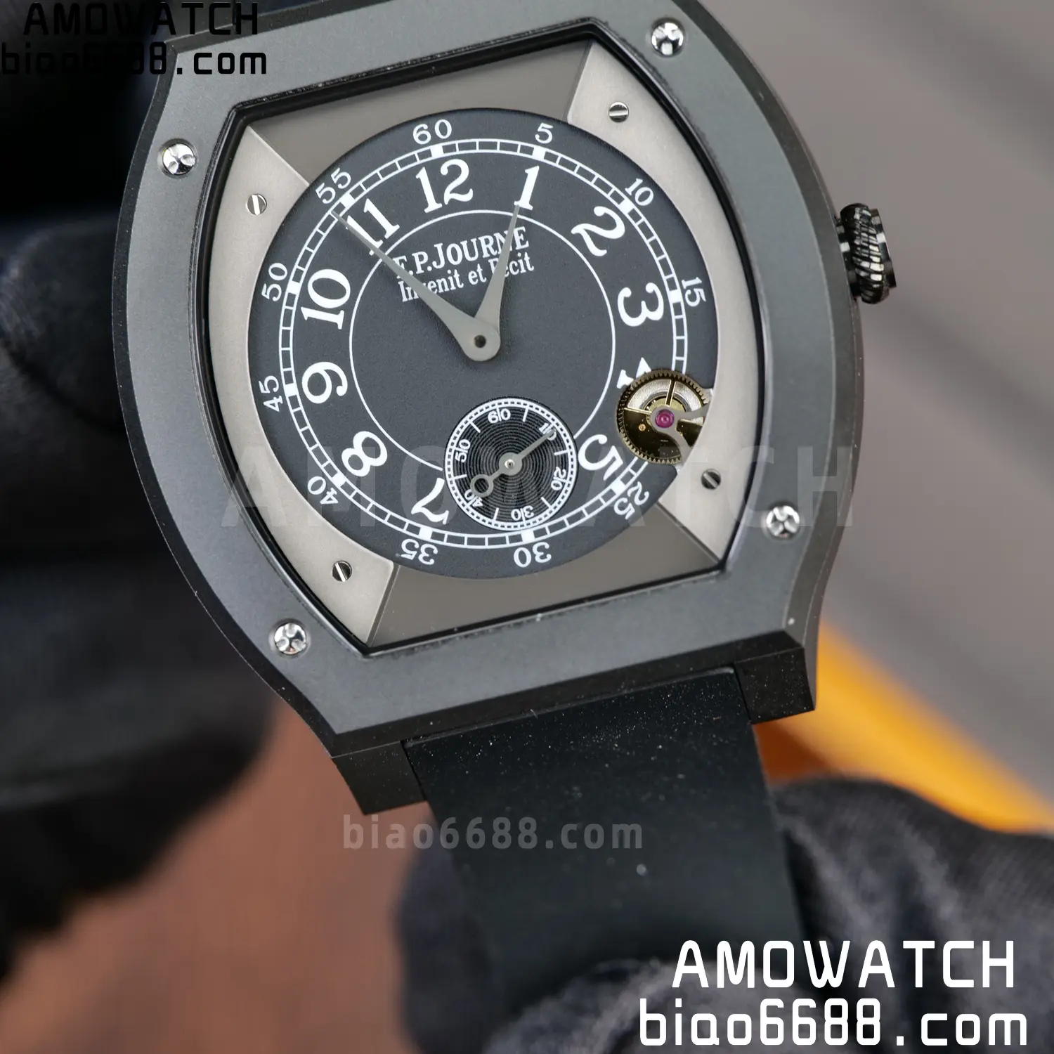 F.P.Journe Elegante PVD FPJF Best Edition Black Dial on Black Rubber Strap Quartz 88 8d94b3ee550ad21 阿默表行AmoWatch