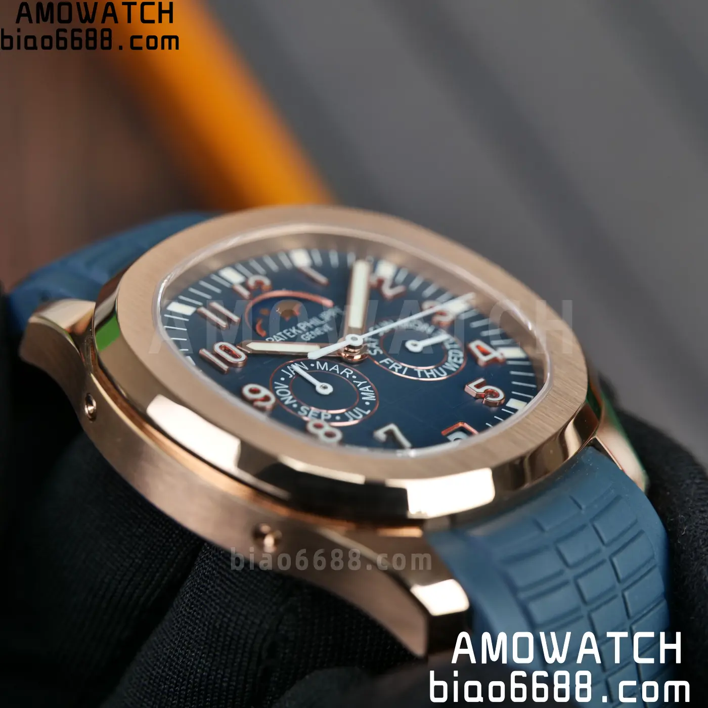 Patek Philippe Aquanaut 5261R RG PPM Factory 1:1 Best Edition Dial on Blue Rubber Strap V2 78 8eafb182465e848 AMO Watch