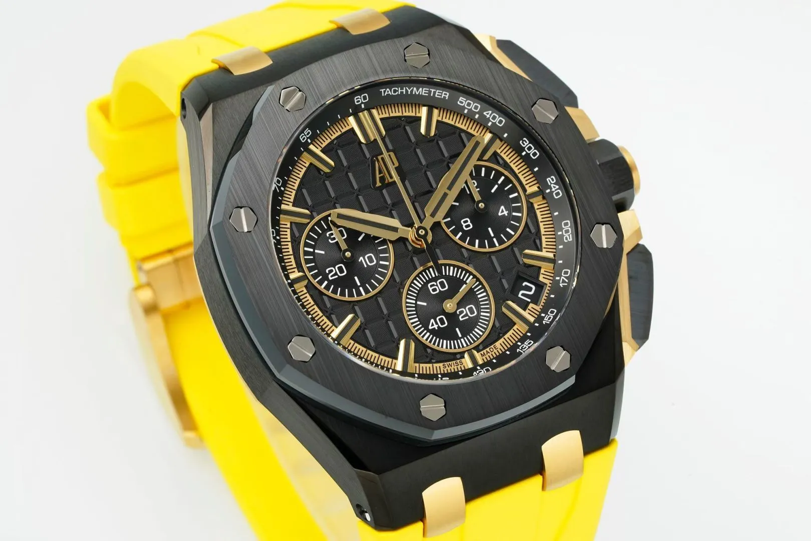 AP Royal Oak Offshore 26420 Black Ceramic DDF 1:1 Best Edition Black/YG Dial on Yellow Rubber Strap DD4401 Super Clone 21 8ec73d2beee2faf AMO Watch