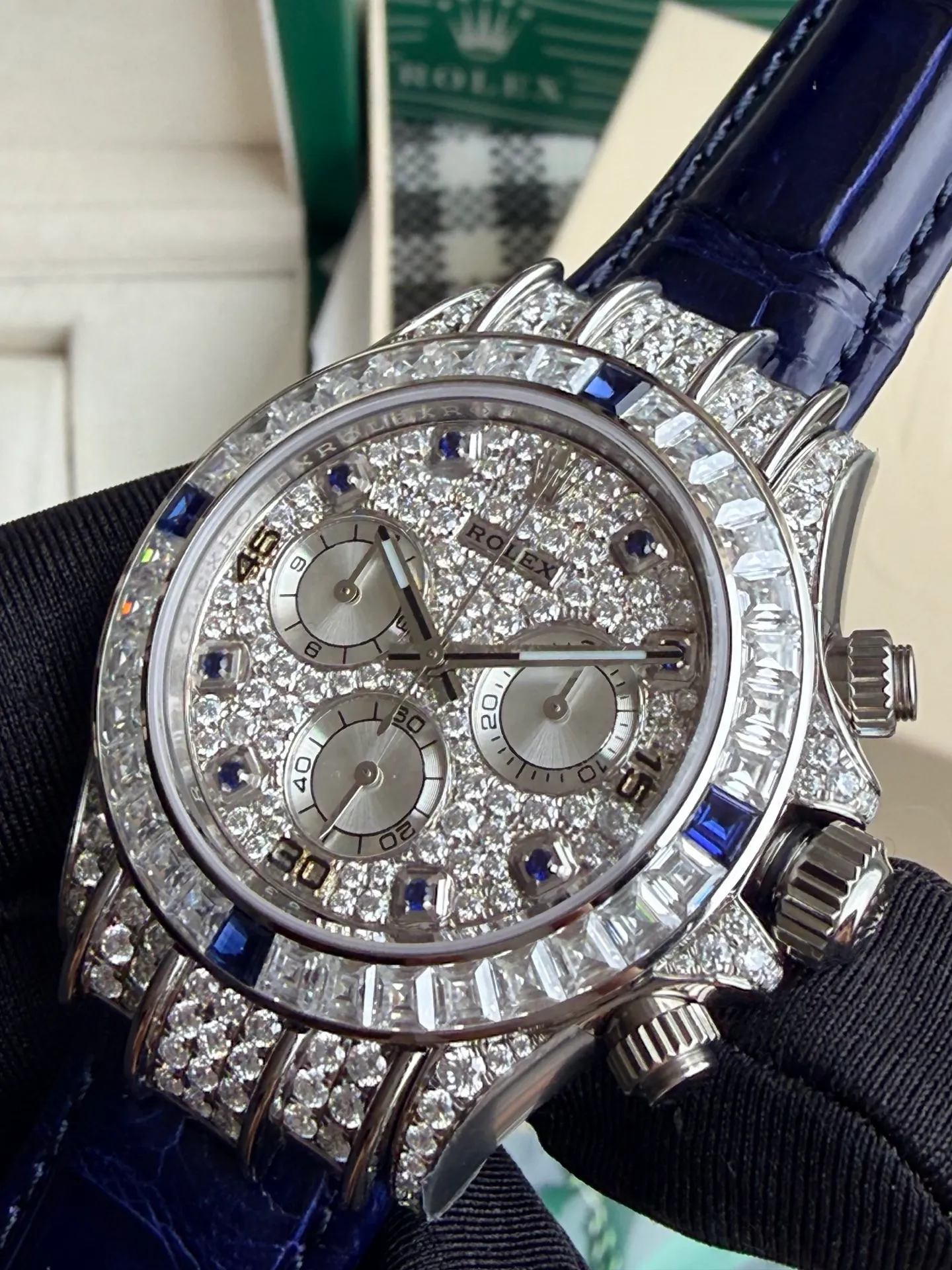 Rolex Daytona PPM Factory Best Edition Mossan Dial on Blue Strap 4130 19 8fd4ebae8dbd2a9 AMO Watch