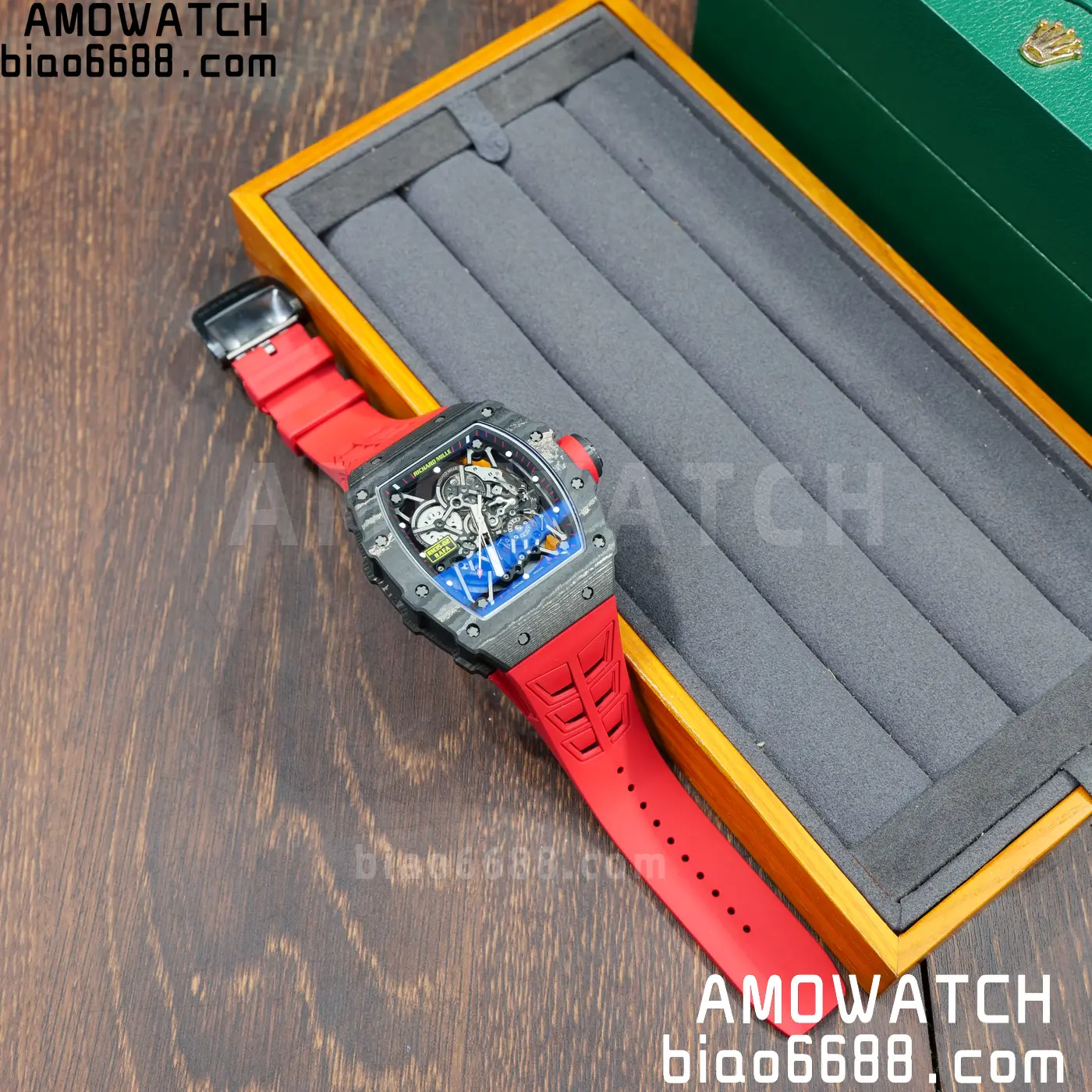 RICHARD MILLE RM035-02 NTPT UMI 1:1 Best Edition Skeleton Dial on Red Rubber Strap RMAL1 Super Clone Free Sprung 80 901549a38762255 AMO Watch