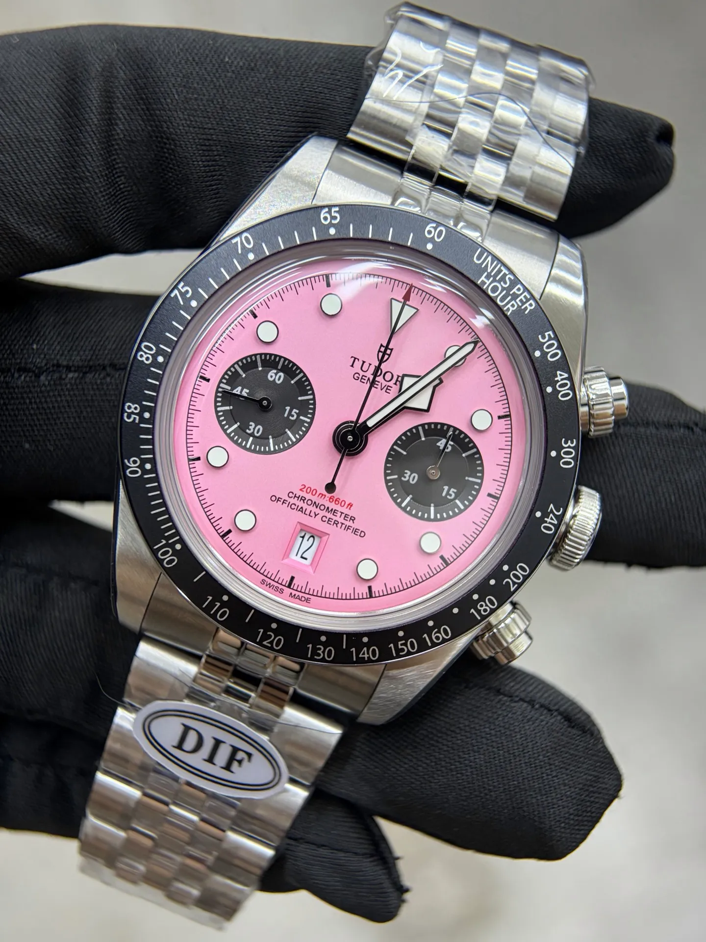 Tudor Black Bay Chrono SS DIF 1:1 Best Edition Pink Dial on SS Bracelet DD7750 23 91c30d65e6438f0 AMO Watch