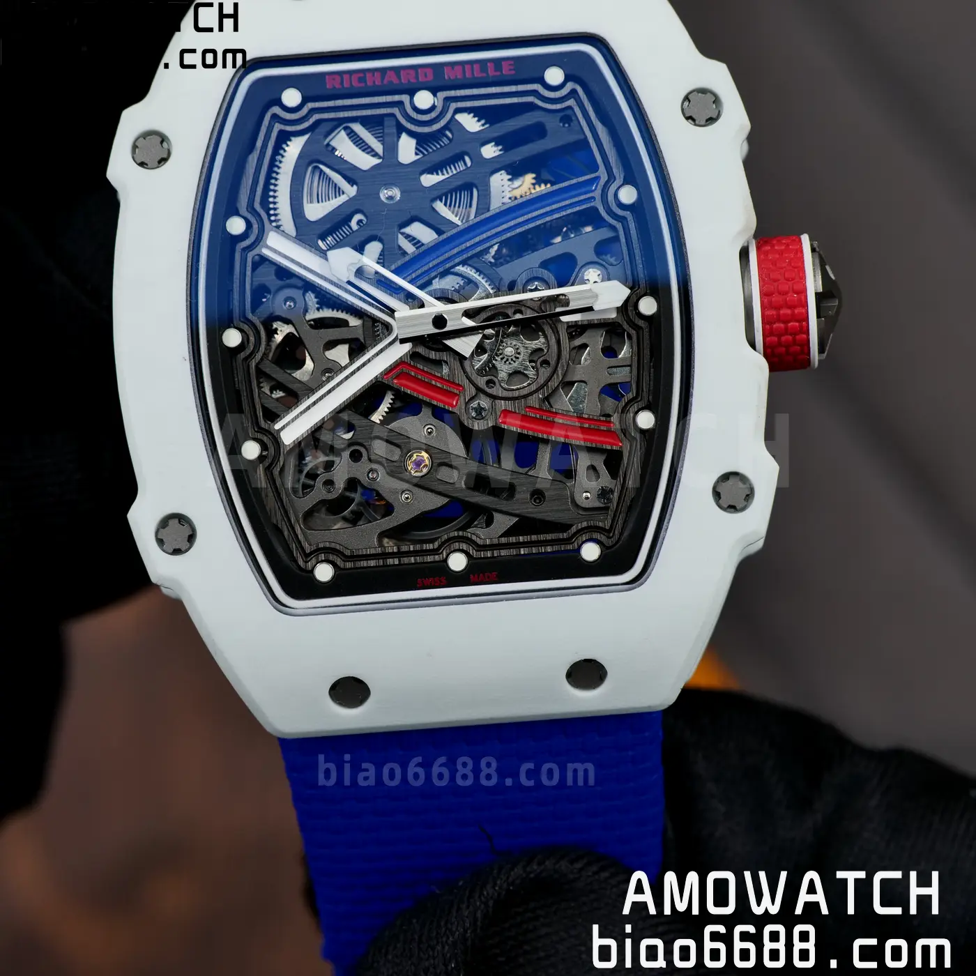 RICHARD MILLE RM67-02 White NTPT RICH Factory 1:1 France Blue/White/Red Skeleton Dial CRMA7 Super Clone 84 92095fd5067a5c7 AMO Watch