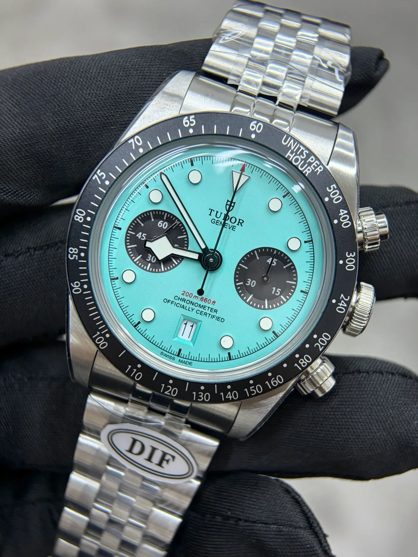Tudor Black Bay Chrono SS DIF 1:1 Best Edition Tiffany Blue Dial on SS Bracelet DD7750 23 92a986142687480 AMO Watch