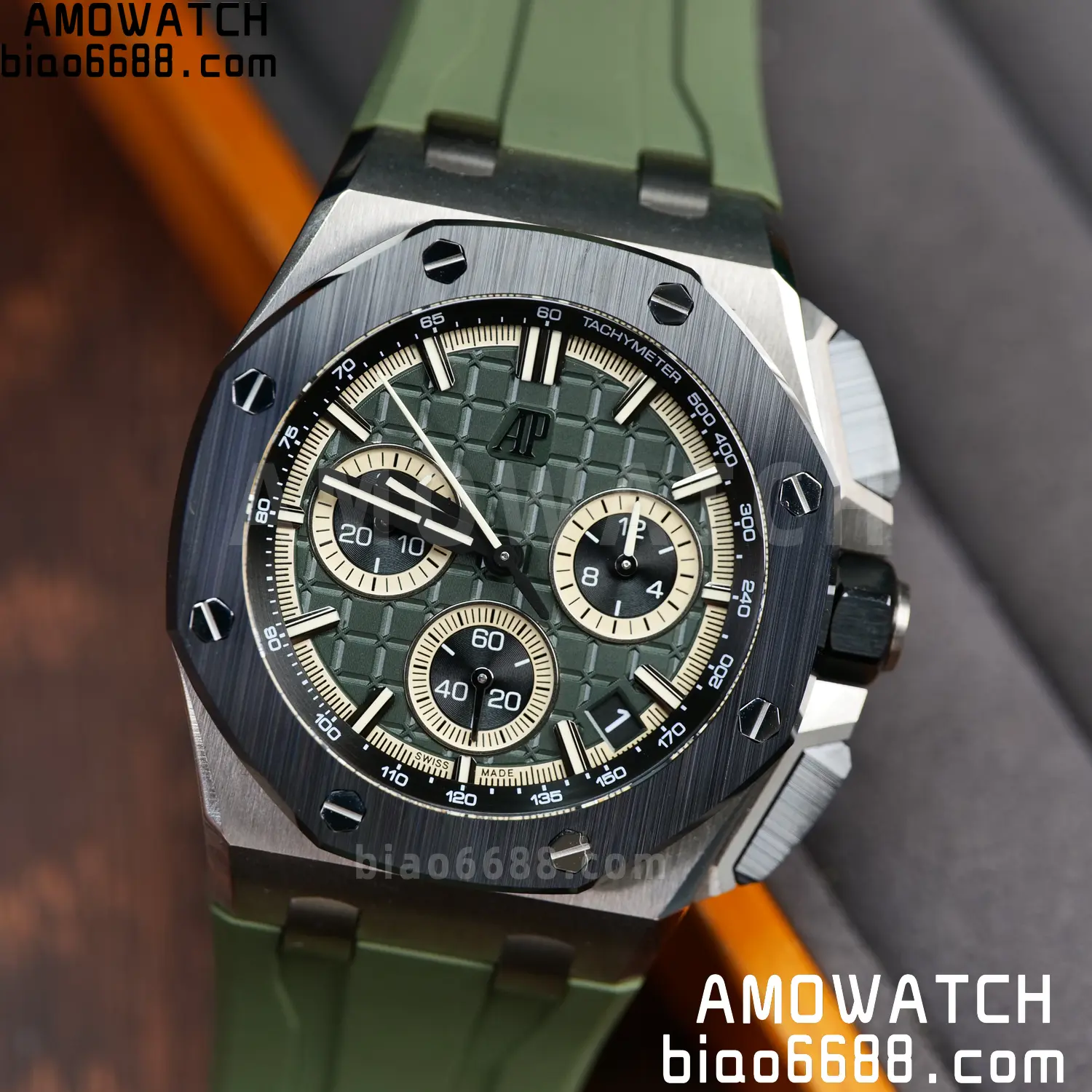 AP Royal Oak Offshore 26420 Titanium DDF 1:1 Best Edition Green/Black Dial on Green Rubber Strap DD4401 Super Clone 105 93e2904c0db1e66 AMO Watch