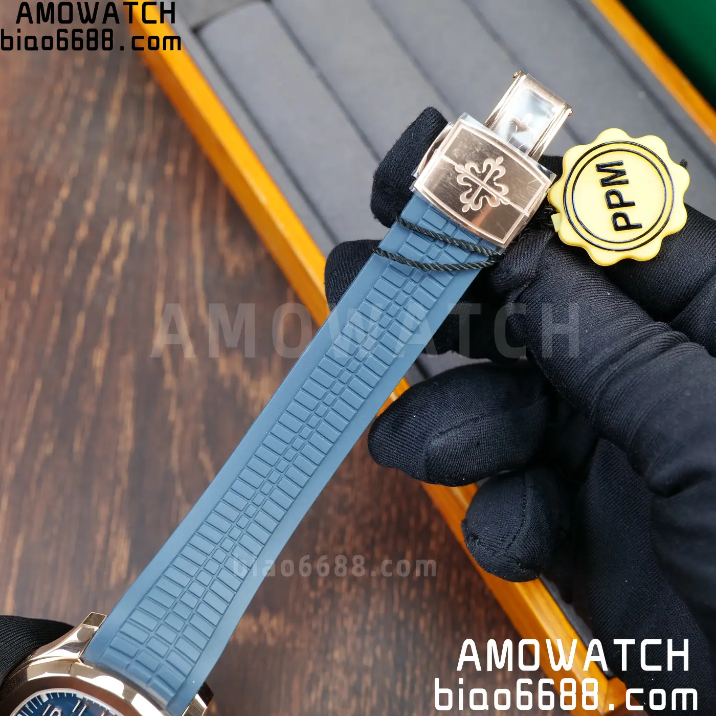 Patek Philippe Aquanaut 5261R RG PPM Factory 1:1 Best Edition Dial on Blue Rubber Strap V2 66 9452f6d8586273f AMO Watch