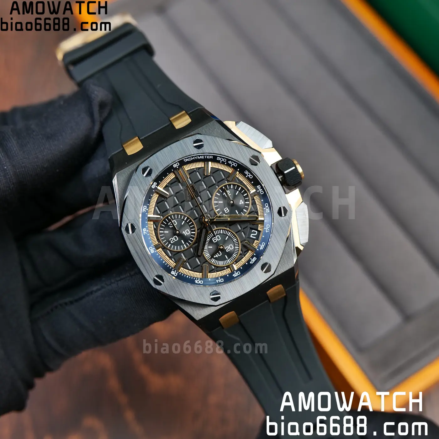 AP Royal Oak Offshore 26420 Black Ceramic DDF 1:1 Best Edition Black/YG Dial on Black Rubber Strap DD4401 Super Clone 68 9825423c8bb2ae5 AMO Watch