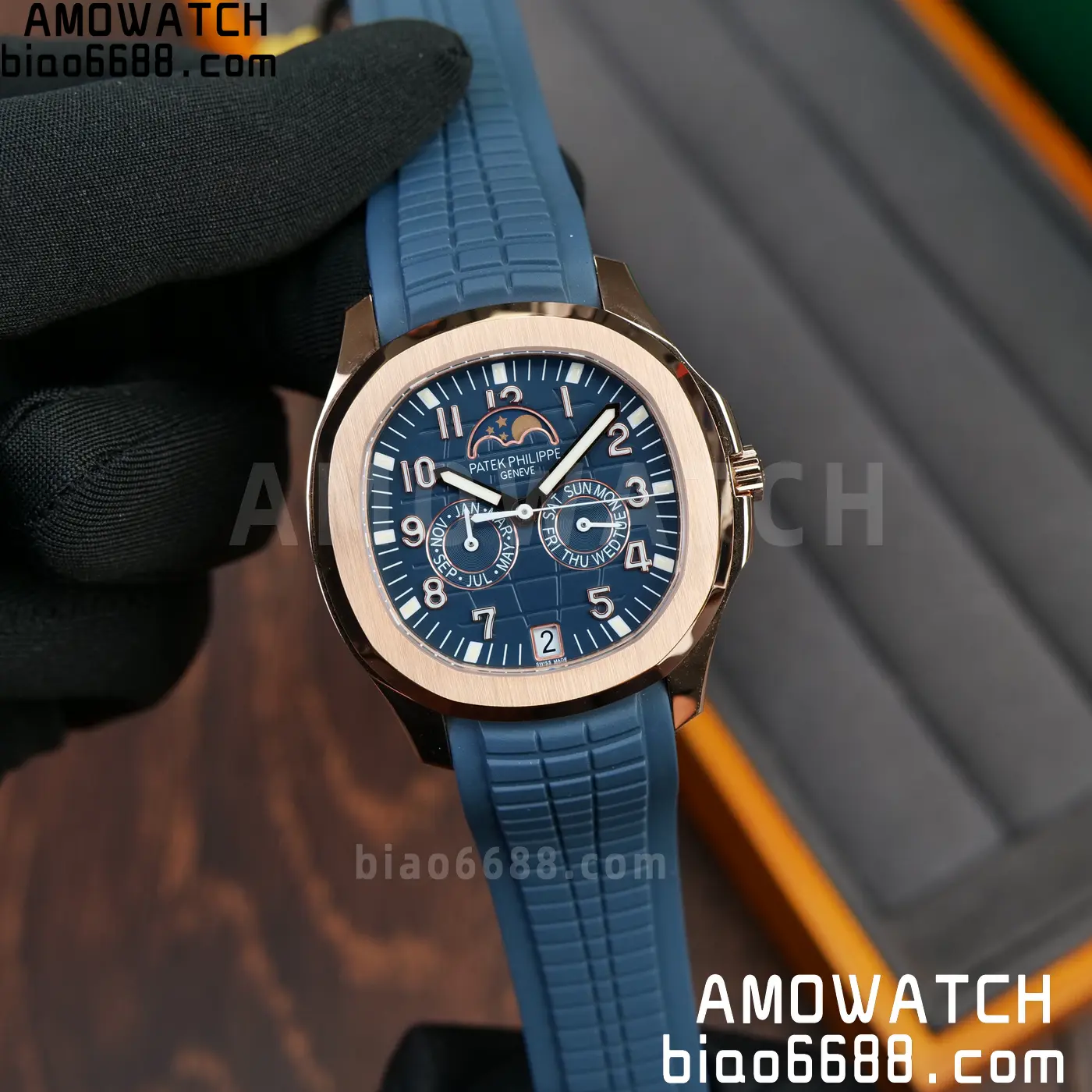 Patek Philippe Aquanaut 5261R RG PPM Factory 1:1 Best Edition Dial on Blue Rubber Strap V2 64 9ab24fabd2c5341 AMO Watch