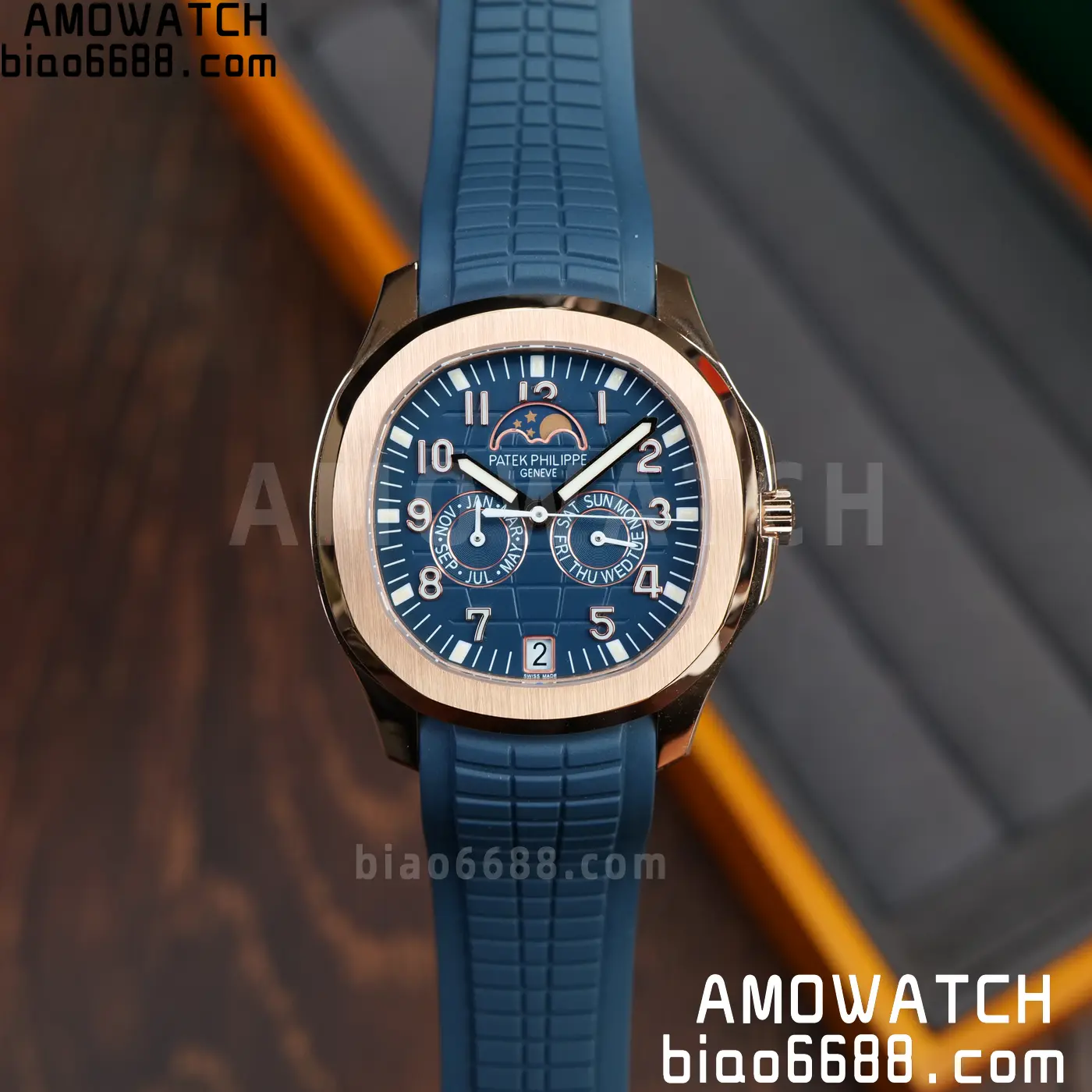 Patek Philippe Aquanaut 5261R RG PPM Factory 1:1 Best Edition Dial on Blue Rubber Strap V2 68 9b261ee8d714247 AMO Watch