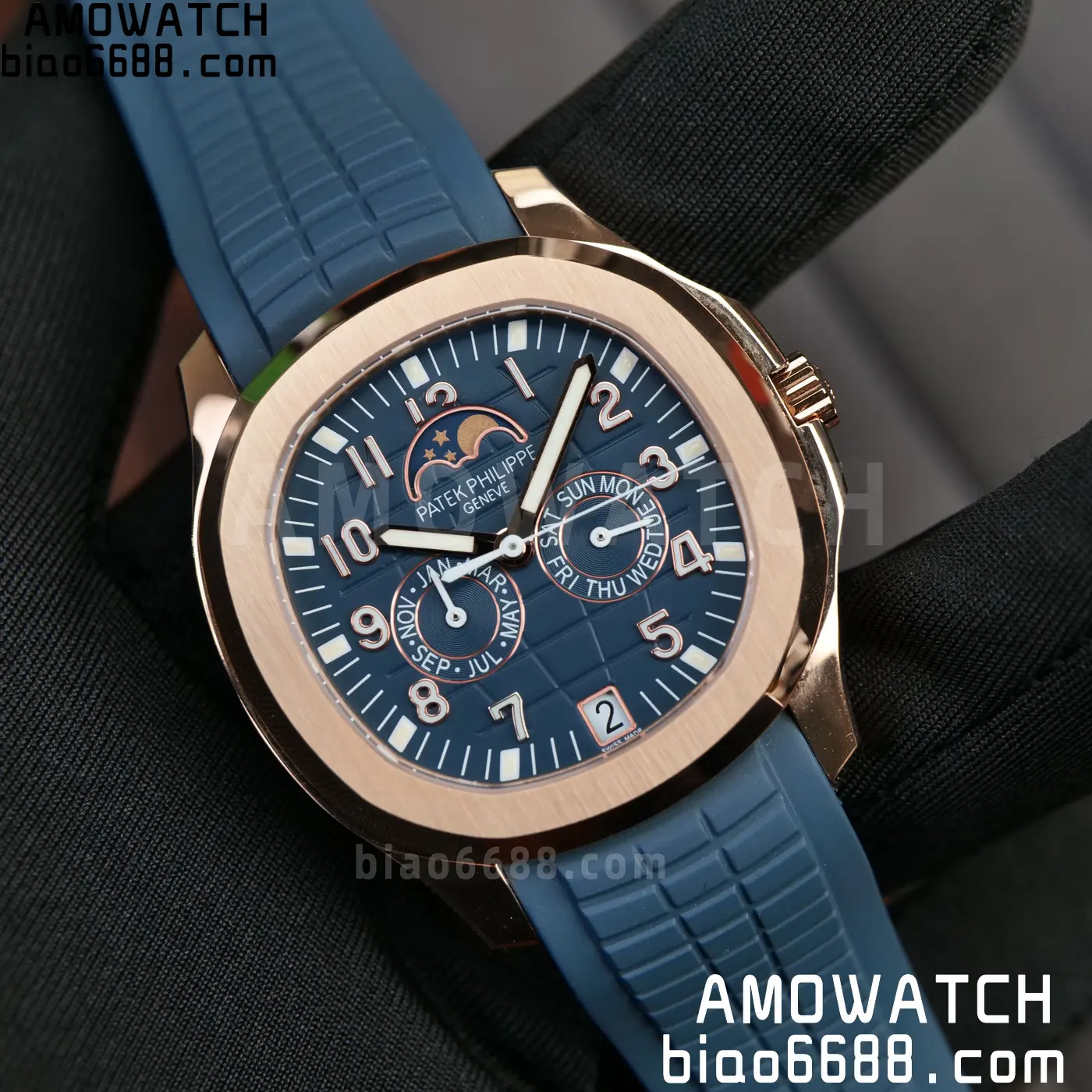Patek Philippe Aquanaut 5261R RG PPM Factory 1:1 Best Edition Dial on Blue Rubber Strap V2 79 9bacfe115ddb58c AMO Watch