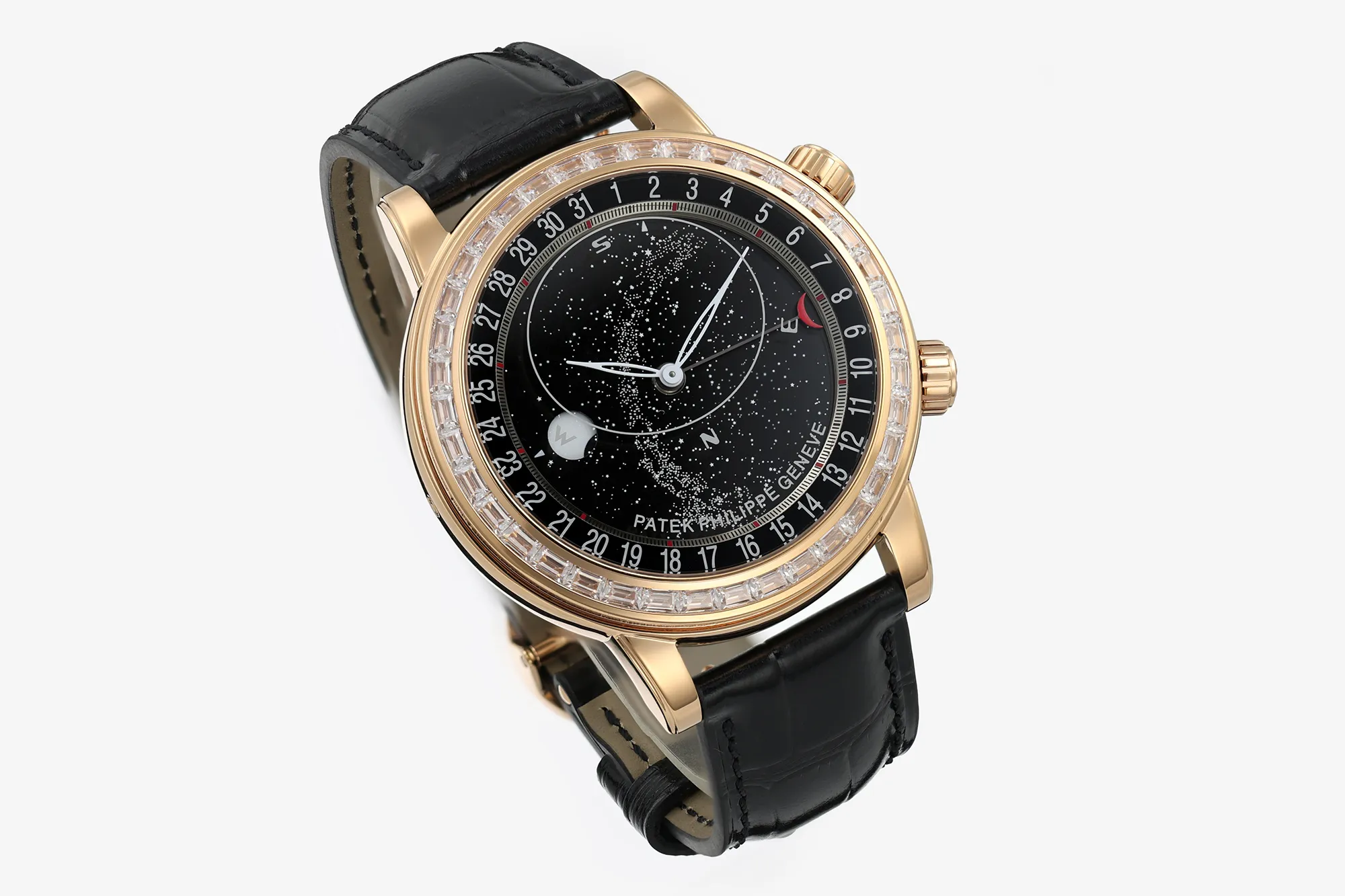 PP Grand Complications 6102 RG Diamonds Bezel PPF 1:1 Best Edition Black Dial on BlackLeather Strap SA240 Super Clone 22 9c954f87da1c294 AMO Watch