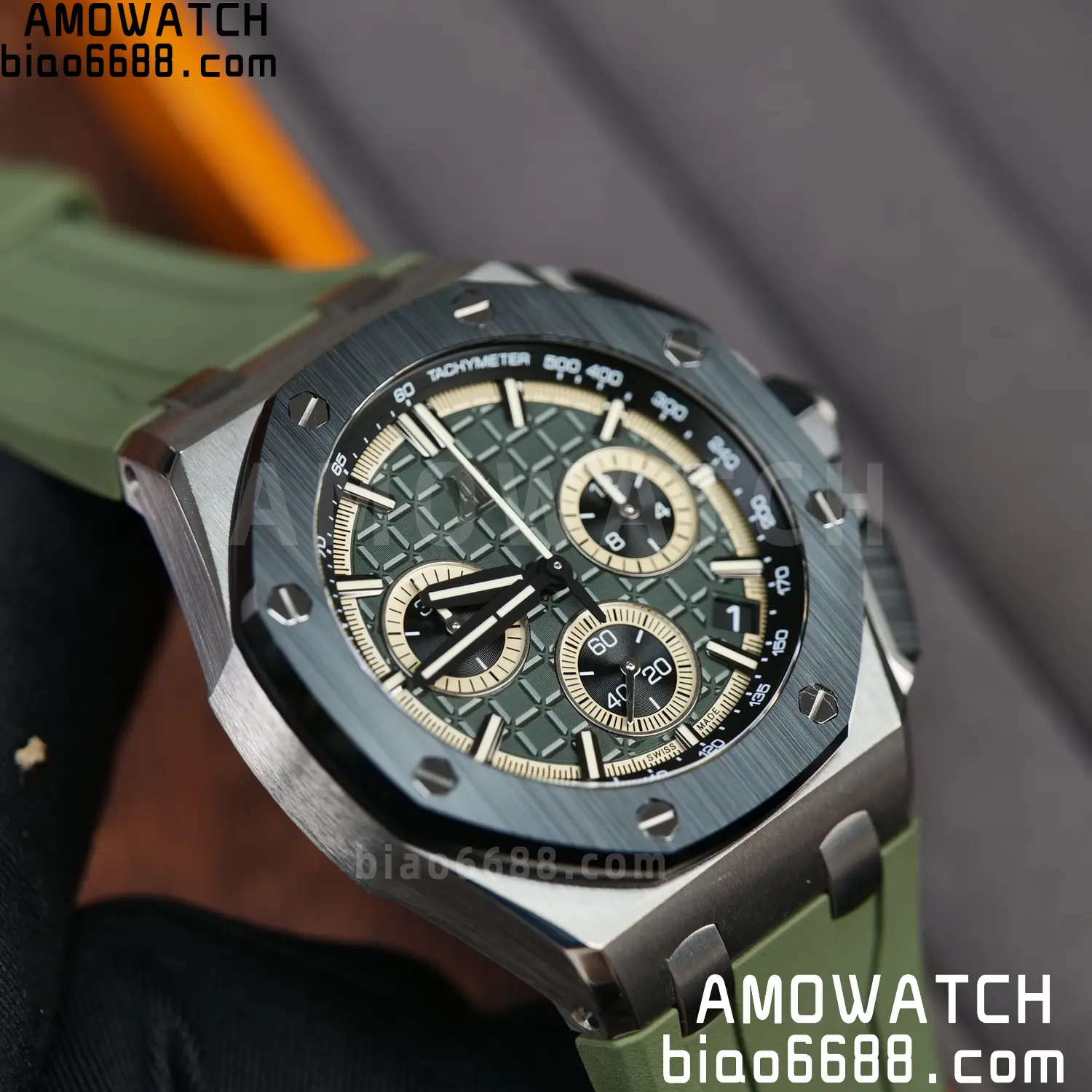 AP Royal Oak Offshore 26420 Titanium DDF 1:1 Best Edition Green/Black Dial on Green Rubber Strap DD4401 Super Clone 84 9cb3bdc86dbb575 AMO Watch