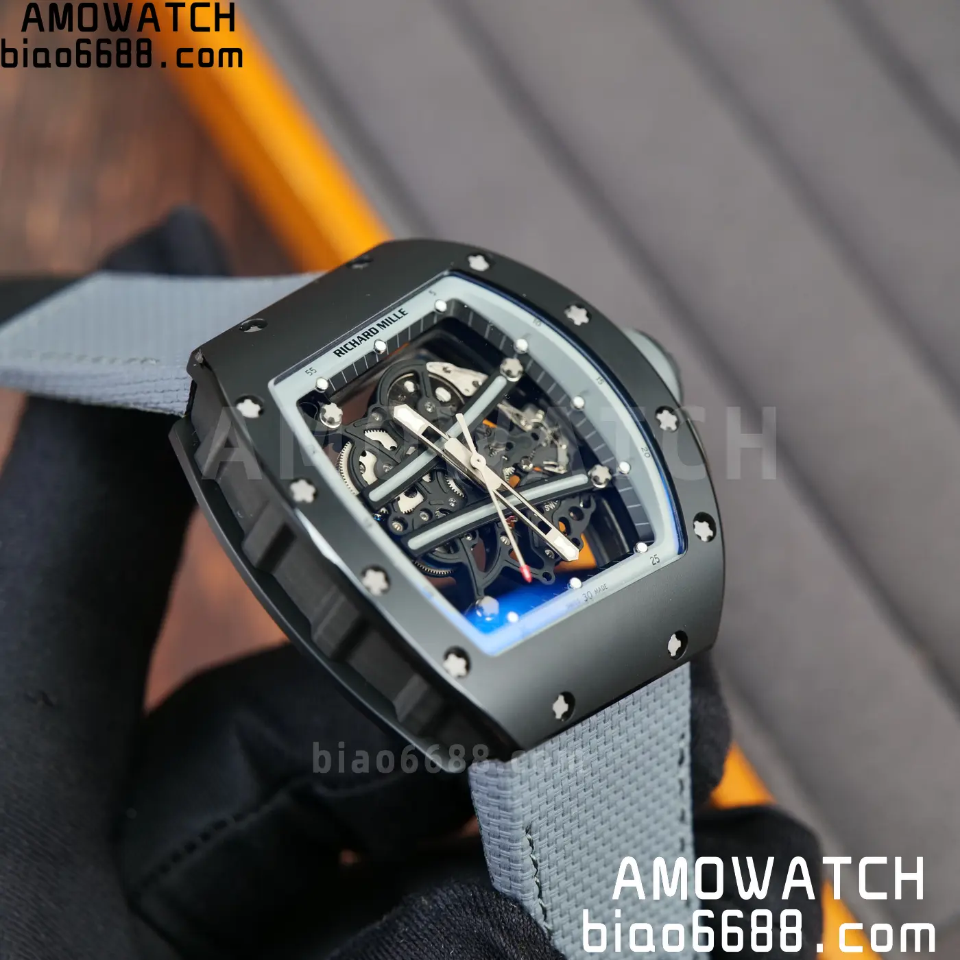 RICHARD MILLE RM61-01 RM6101 A9F 1:1 Best Edition Black Bezel on Gray Nylon Strap RMUL3 Free Sprung 77 9ce6a20536605b3 AMO Watch