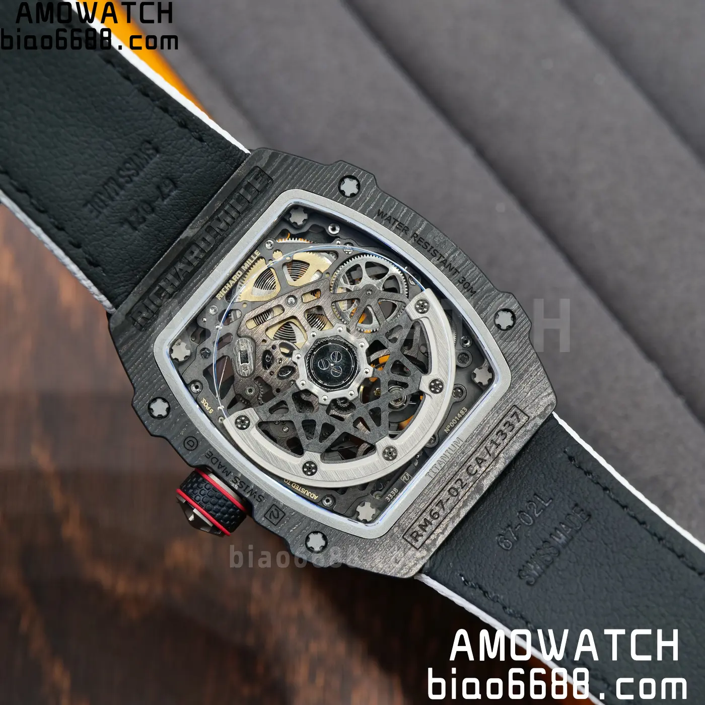 RICHARD MILLE 1:1 RM67-02 Black NTPT RICH Factory 1:1 Italy Green/Red/White Skeleton Dial White Nylon Strap CRMA7 Super Clone 110 9cf830b9e77cc80 AMO Watch