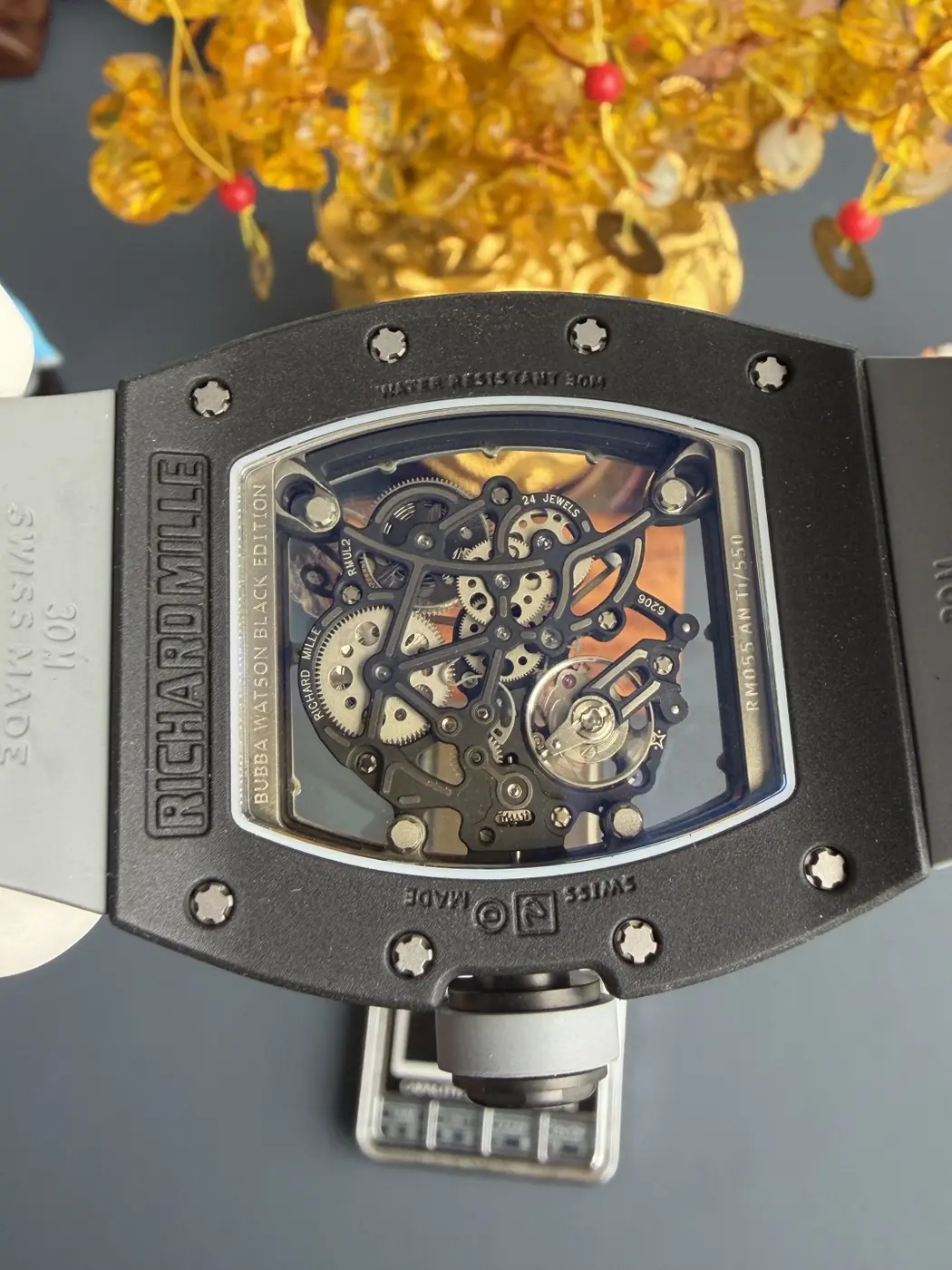 RICHARD MILLE RM055 Black Ceramic A9F 1:1 Best Edition Gray Inner Bezel on Gray Rubber Strap RMUL2 Free Sprung 32 9fa7cecc0a588e2 AMO Watch