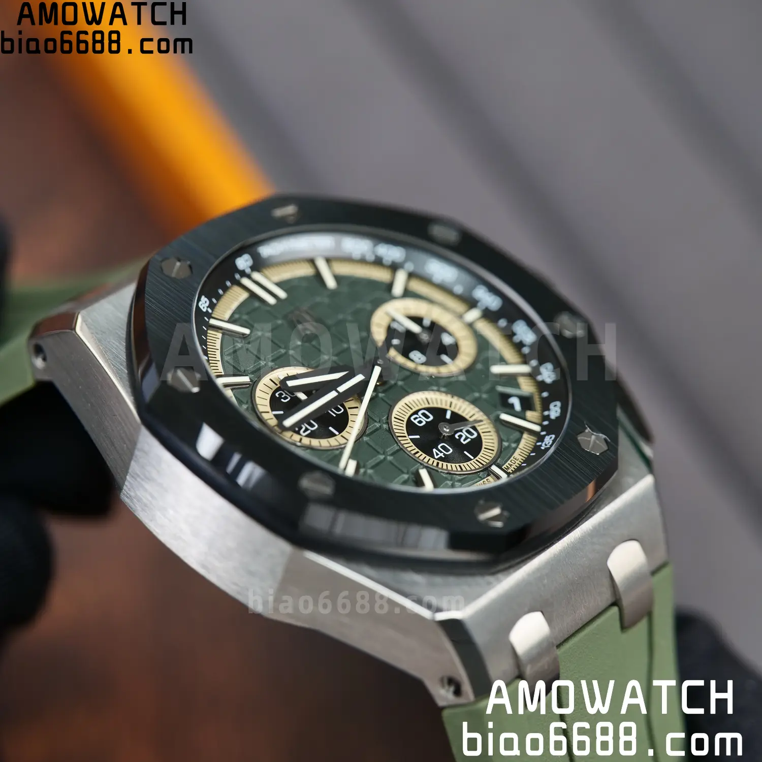AP Royal Oak Offshore 26420 Titanium DDF 1:1 Best Edition Green/Black Dial on Green Rubber Strap DD4401 Super Clone 91 a15292571276d83 AMO Watch