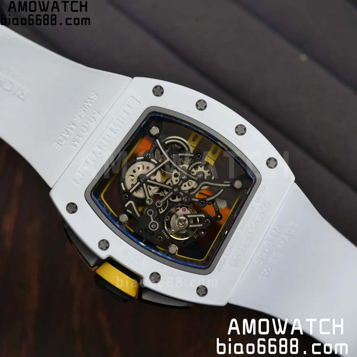 RICHARD MILLE RM61-01 RM6101 A9F 1:1 Best Edition White Bezel on White Rubber Strap RMUL3 Free Sprung 110 a24f390a83e8fa6 AMO Watch
