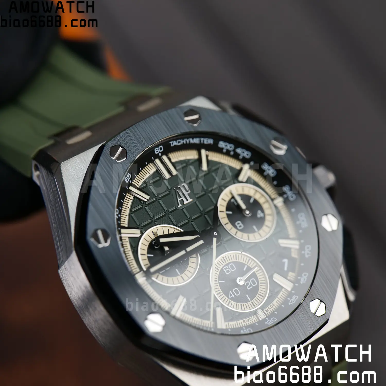 AP Royal Oak Offshore 26420 Titanium DDF 1:1 Best Edition Green/Black Dial on Green Rubber Strap DD4401 Super Clone 90 a297522e1fbfeca AMO Watch