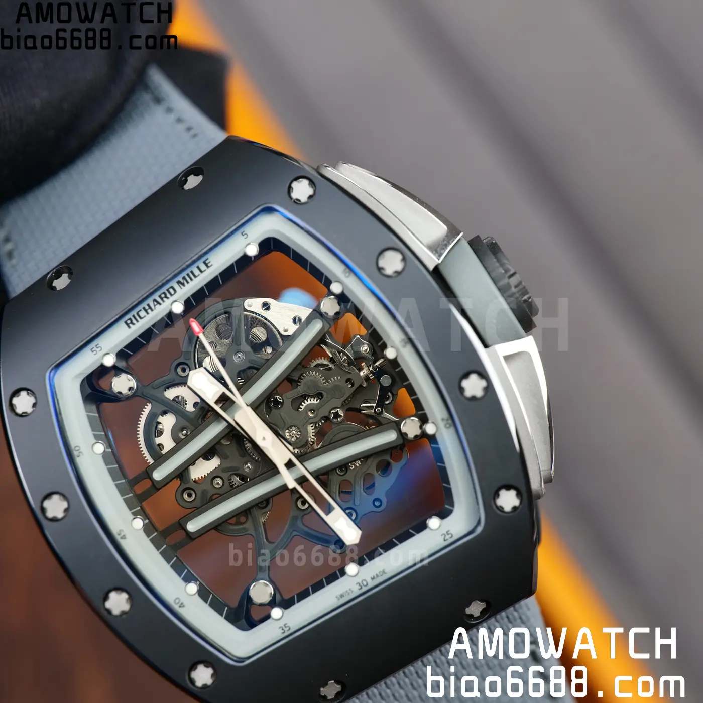 RICHARD MILLE RM61-01 RM6101 A9F 1:1 Best Edition Black Bezel on Gray Nylon Strap RMUL3 Free Sprung 80 a4d1378b3dd095c AMO Watch