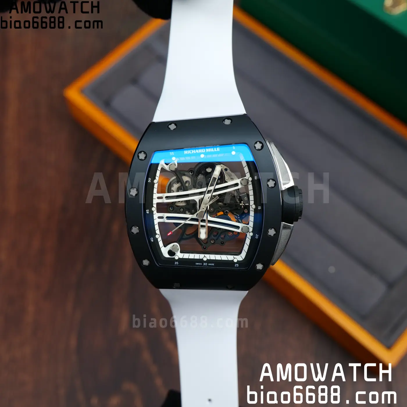 RICHARD MILLE RM61-01 RM6101 A9F 1:1 Best Edition Black Bezel on White Rubber Strap RMUL3 Free Sprung 86 a4da9a7e6589656 AMO Watch