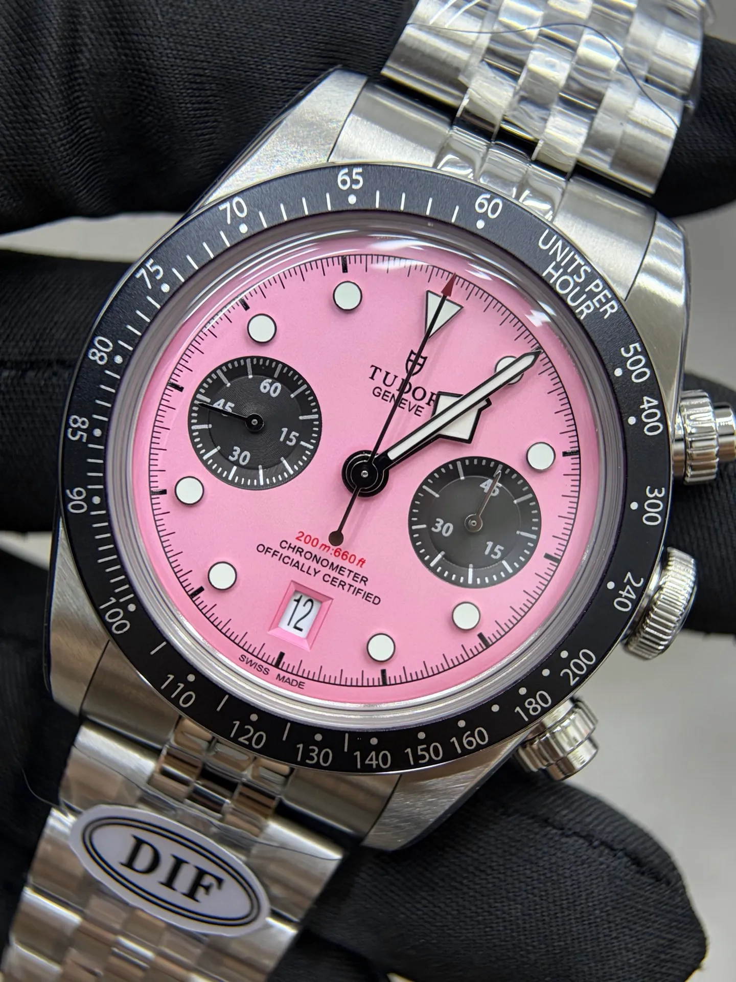 Tudor Black Bay Chrono SS DIF 1:1 Best Edition Pink Dial on SS Bracelet DD7750 24 a6133ad2531118c AMO Watch