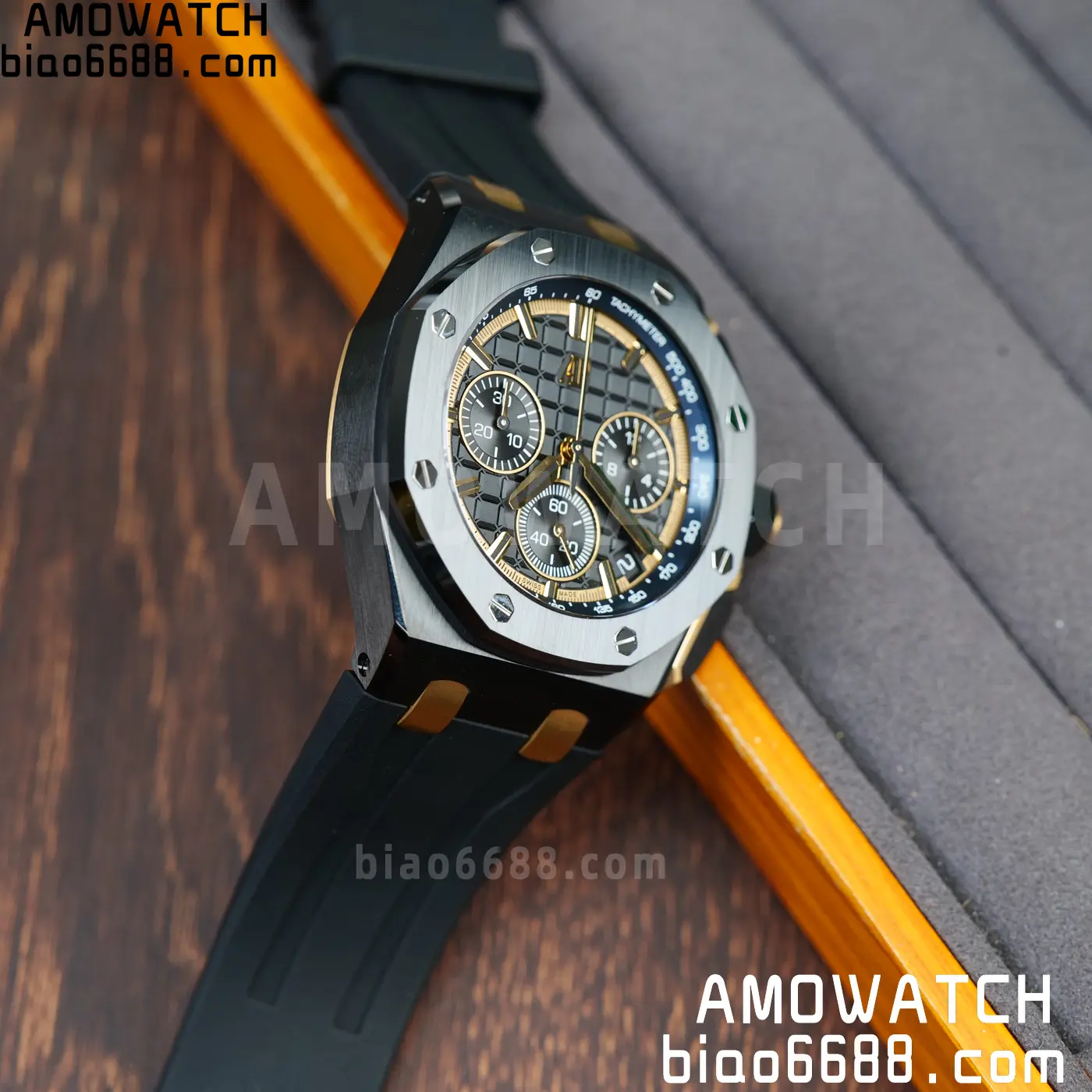 AP Royal Oak Offshore 26420 Black Ceramic DDF 1:1 Best Edition Black/YG Dial on Black Rubber Strap DD4401 Super Clone 89 a98e9c69c2474a4 AMO Watch